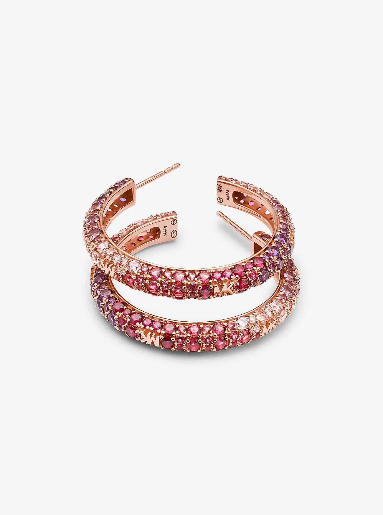 14K roséguldpläterade Sterling Silver Ombré Pavé Hoop örhängen