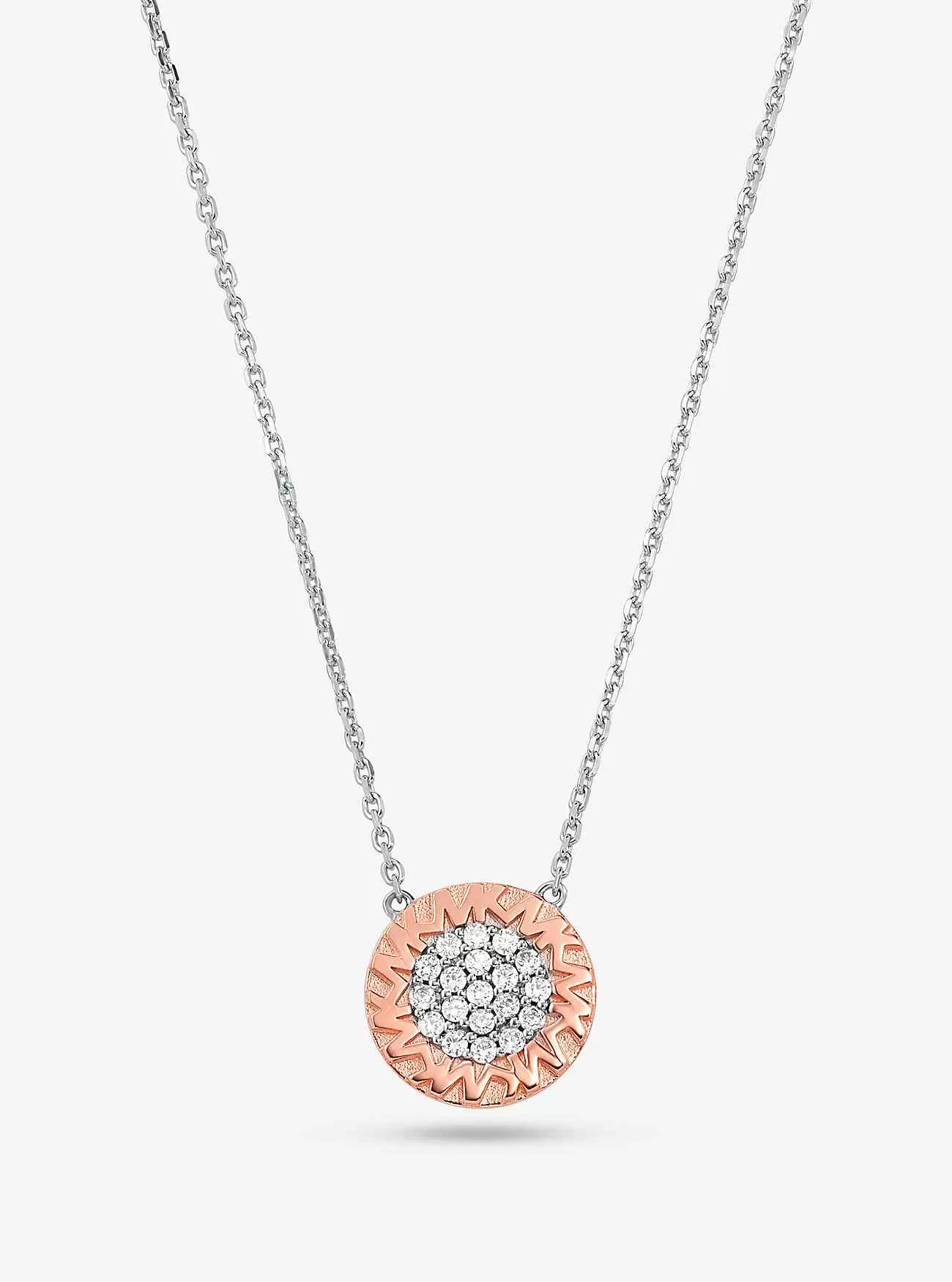 Ädelmetallpläterad Sterling Silver Logotyp Pavé hängande halsband