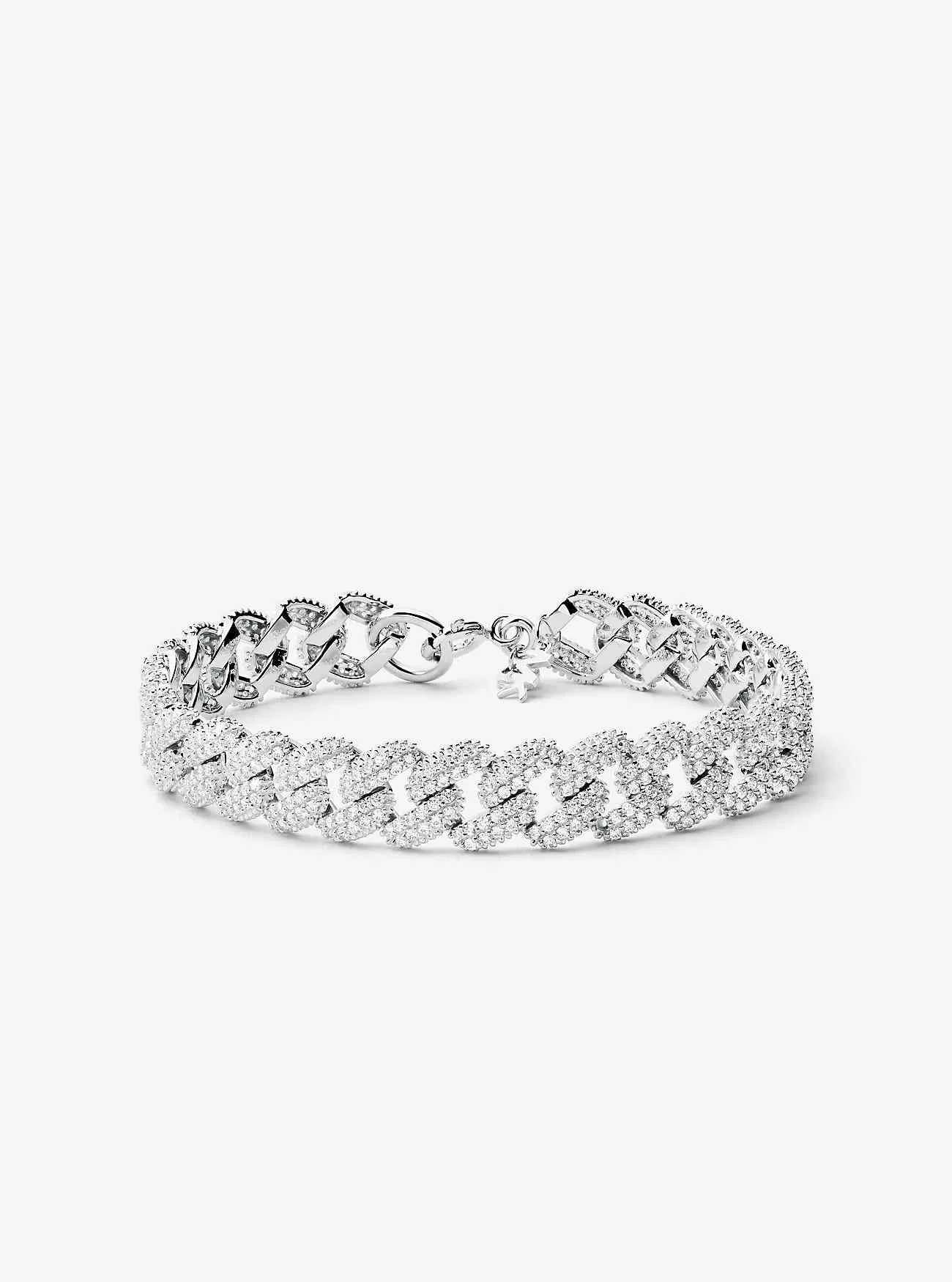 Ädelmetallpläterad Sterling Silver Pavé Curb Link Armband
