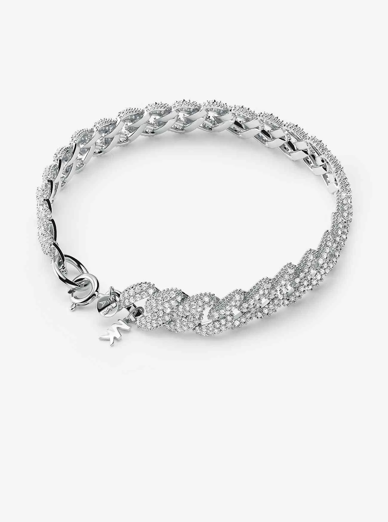 Ädelmetallpläterad Sterling Silver Pavé Curb Link Armband