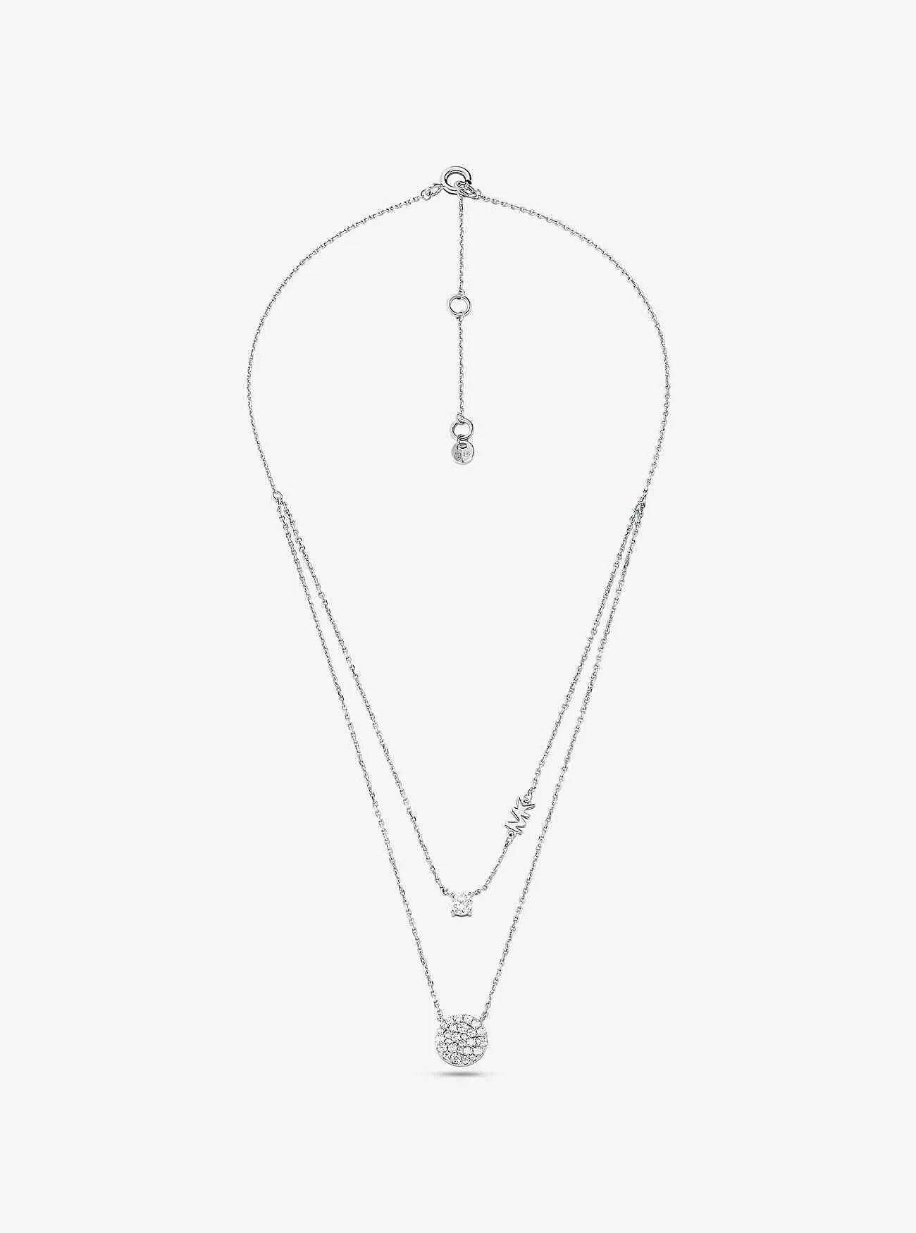 Ädelmetallpläterad Sterling Silver Pavé Disc Layering Halsband