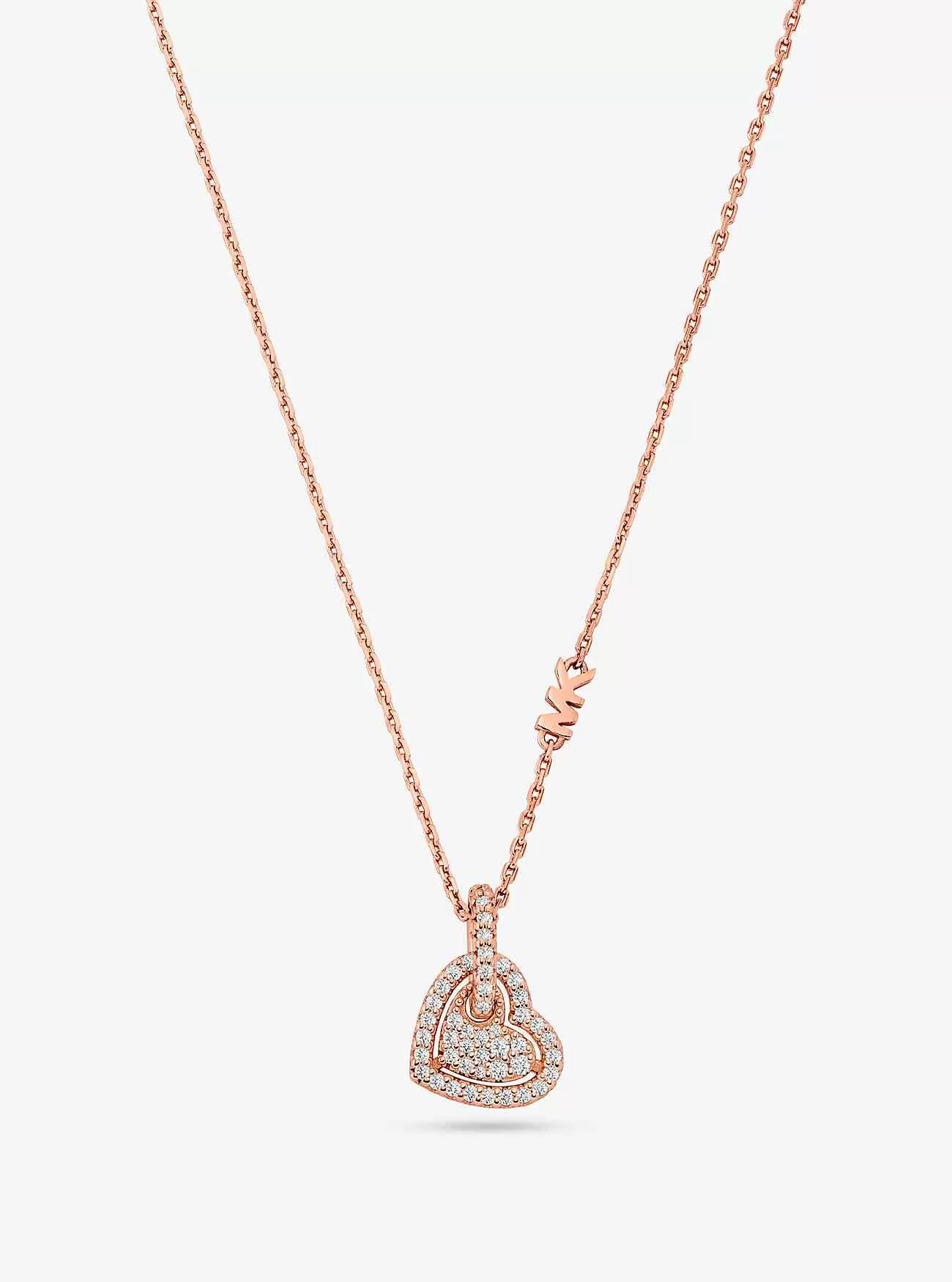 Ädelmetallpläterad Sterling Silver Pavé Heart Halsband