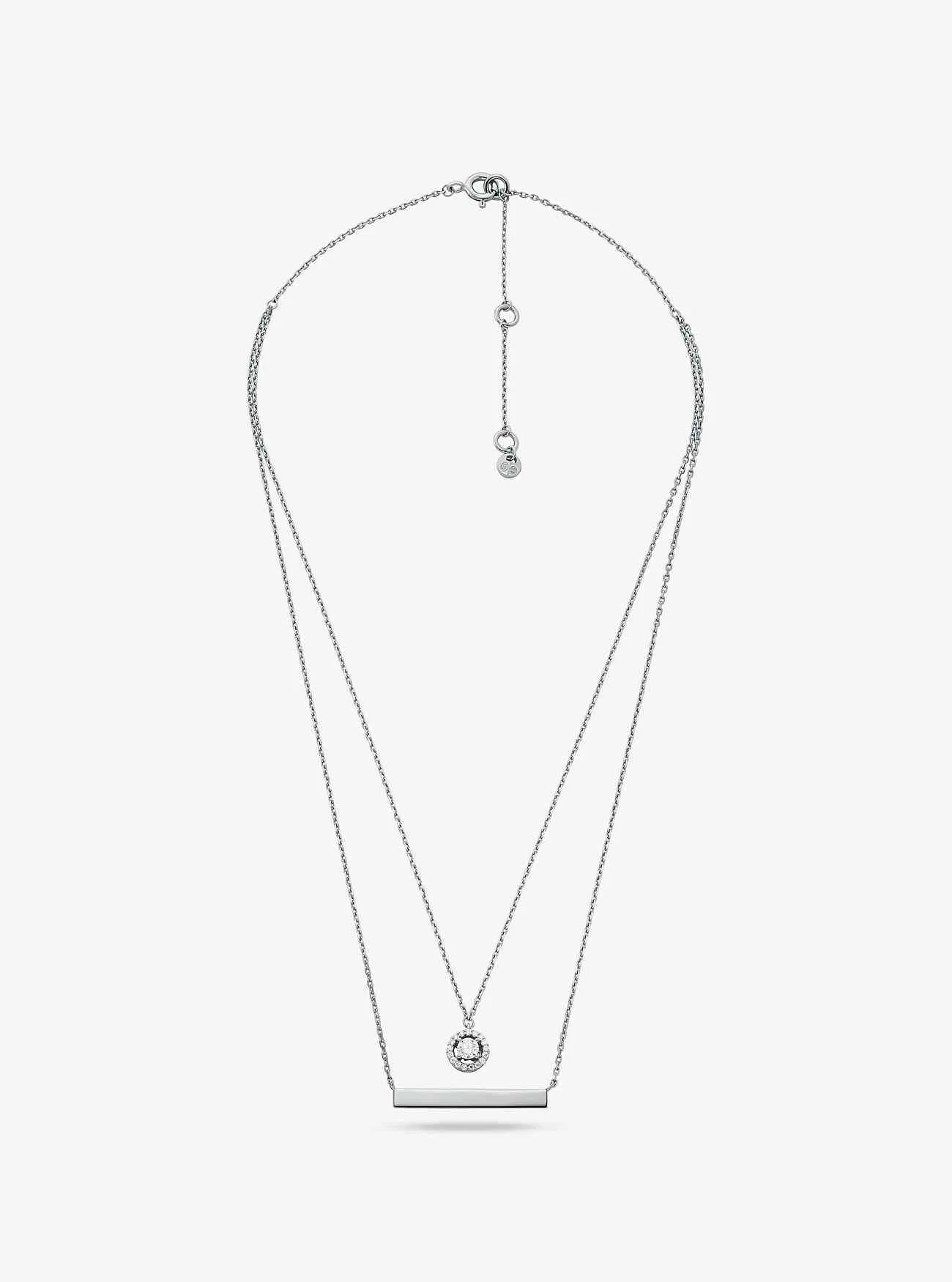 Ädelmetallpläterad Sterling Silver Pavé Layered Halsband