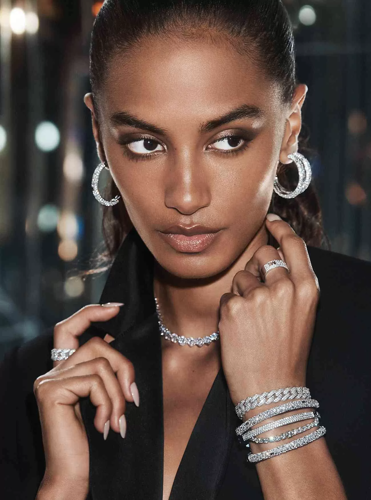 Ädelmetallpläterad Sterling Silver Pavé-logotyp armring