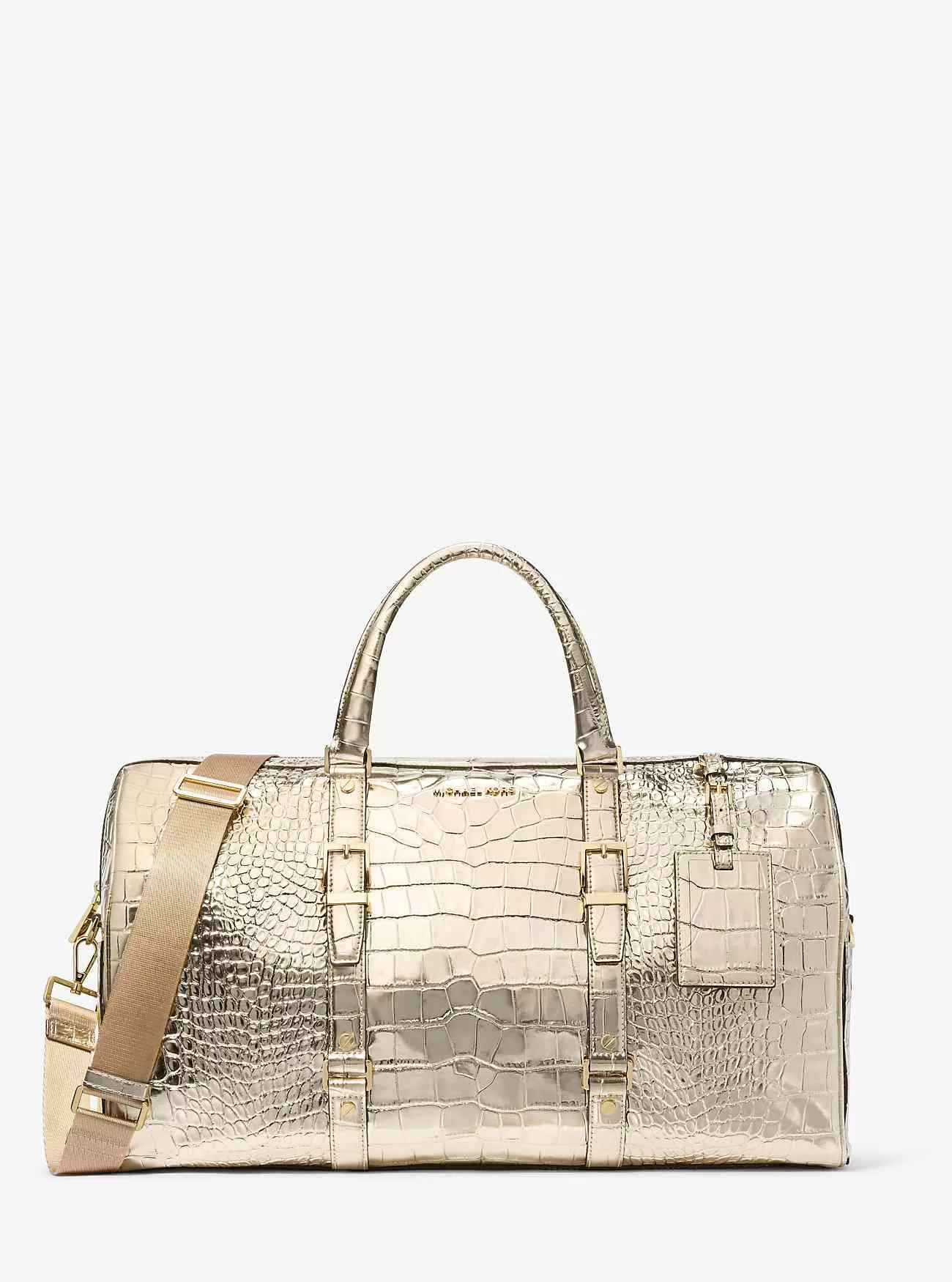 Bedford Travel Extra-Large Metallic Crocodile Relief Weekender-väska i läder