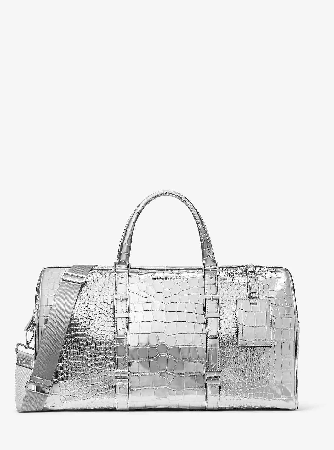 Bedford Travel Extra-Large Metallic Crocodile Relief Weekender-väska i läder
