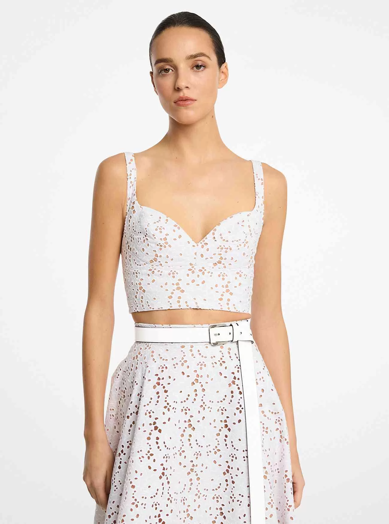Blommig bomull Eyelet Bustier Top