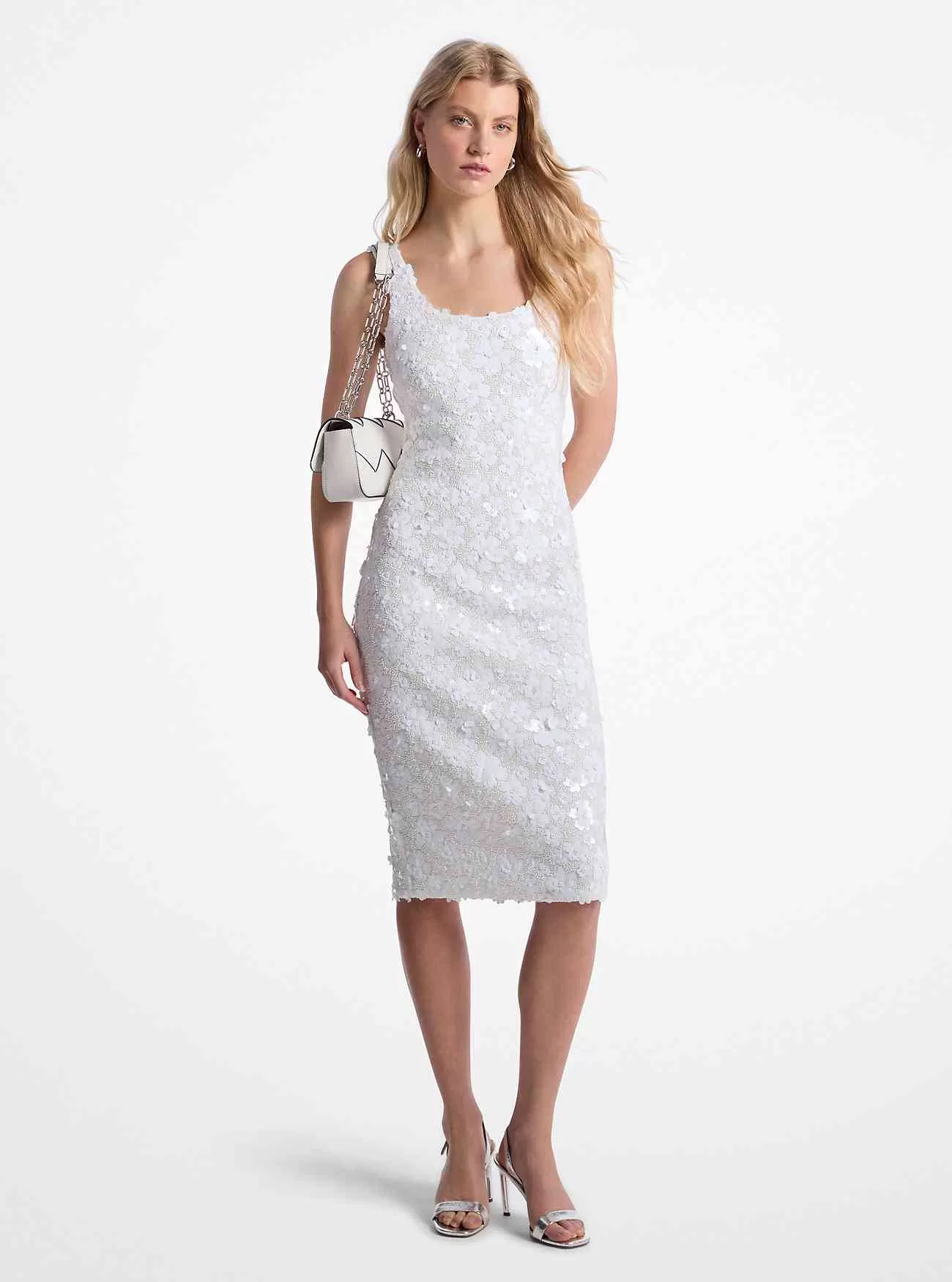 Blommig utsmyckad Scuba Midi-klänning