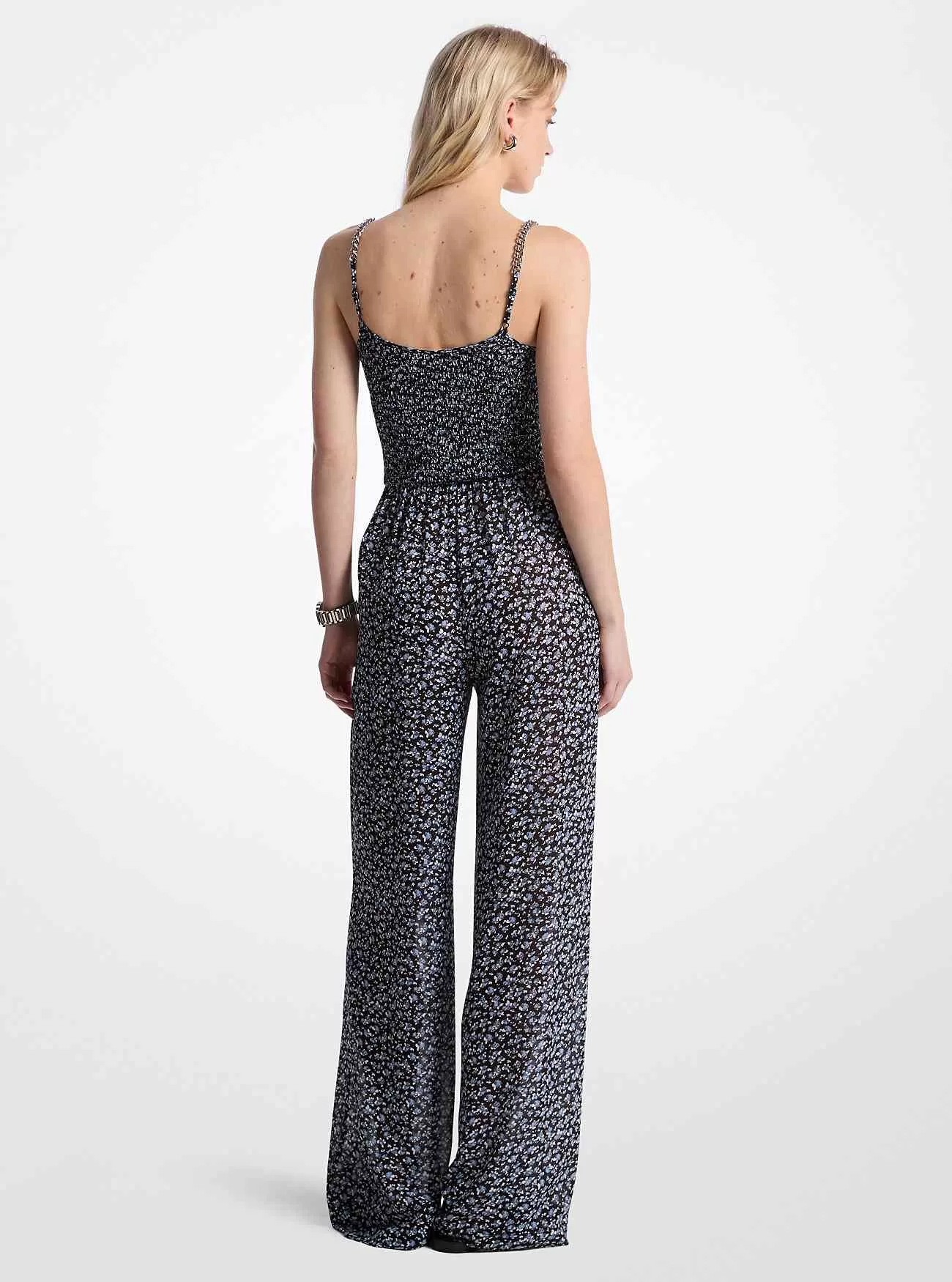 Blommönster Georgette Utsmyckad Jumpsuit Blommönster Georgette Utsmyckad Jumpsuit