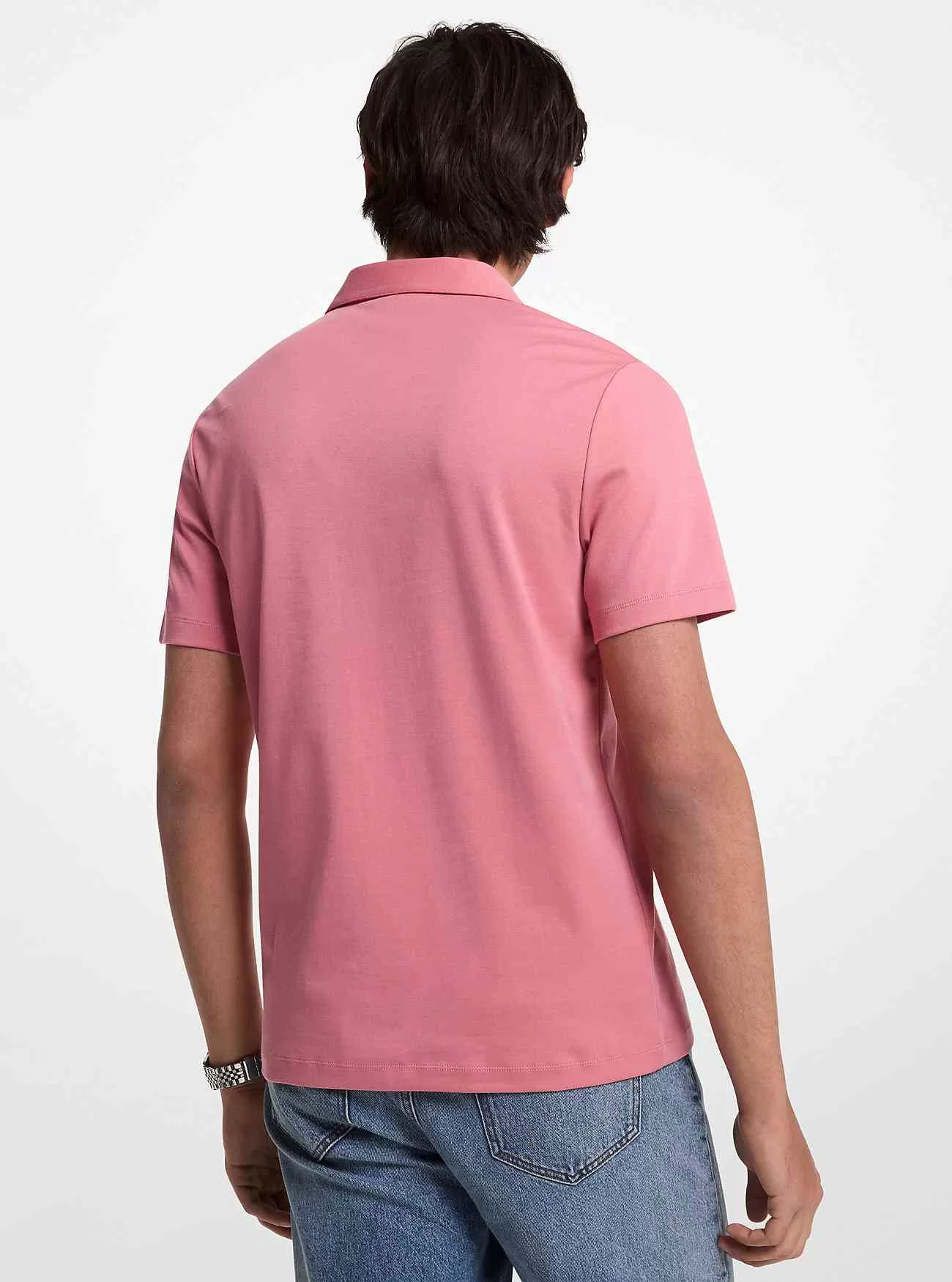 Broderad pikétröja i bomull med logotyp