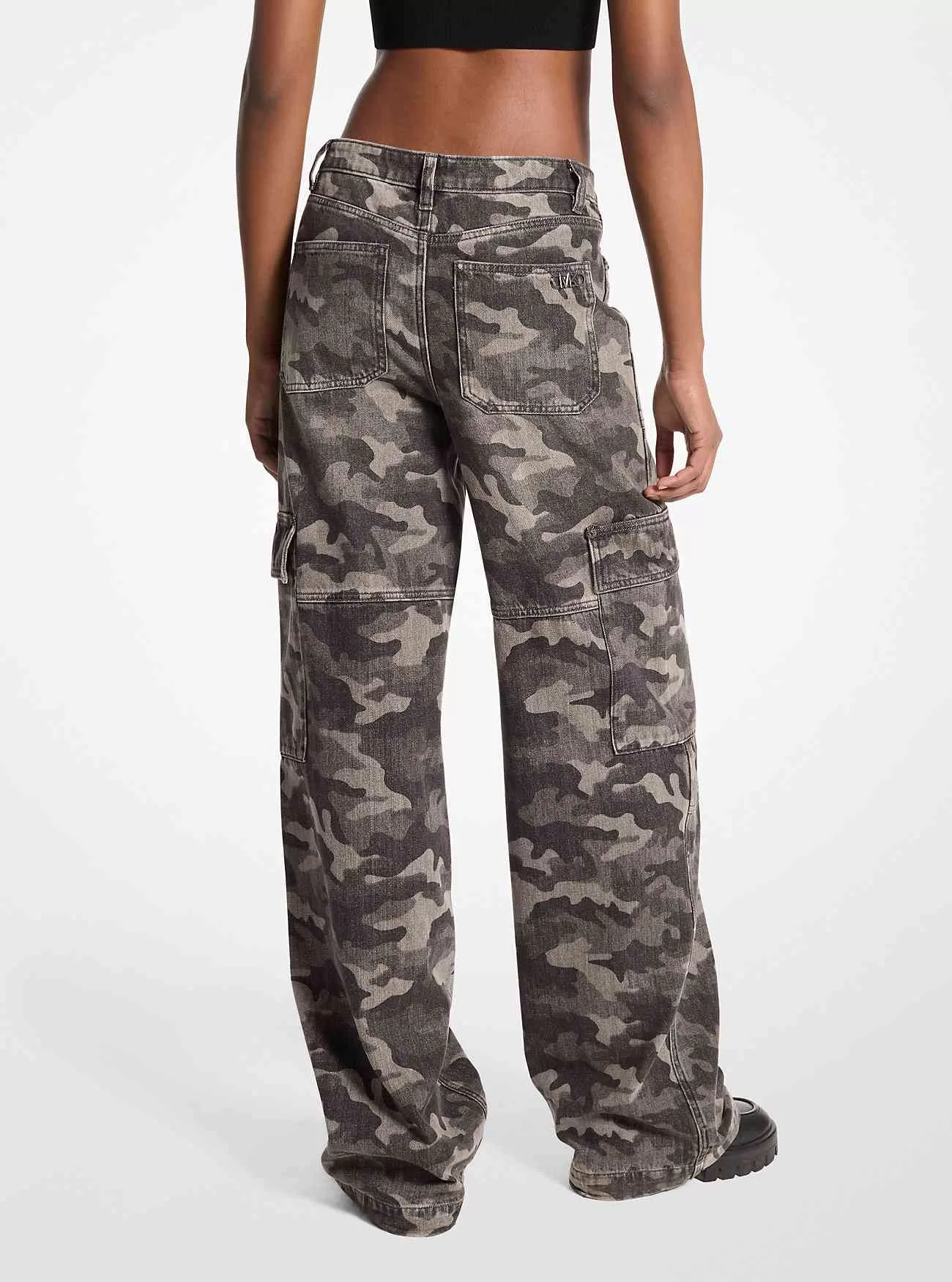 Camouflage Denim Cargo Byxor med vida ben