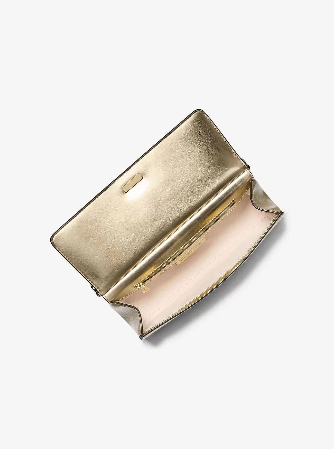 Carmine Medium Metallic Pebbled Läder Pochette