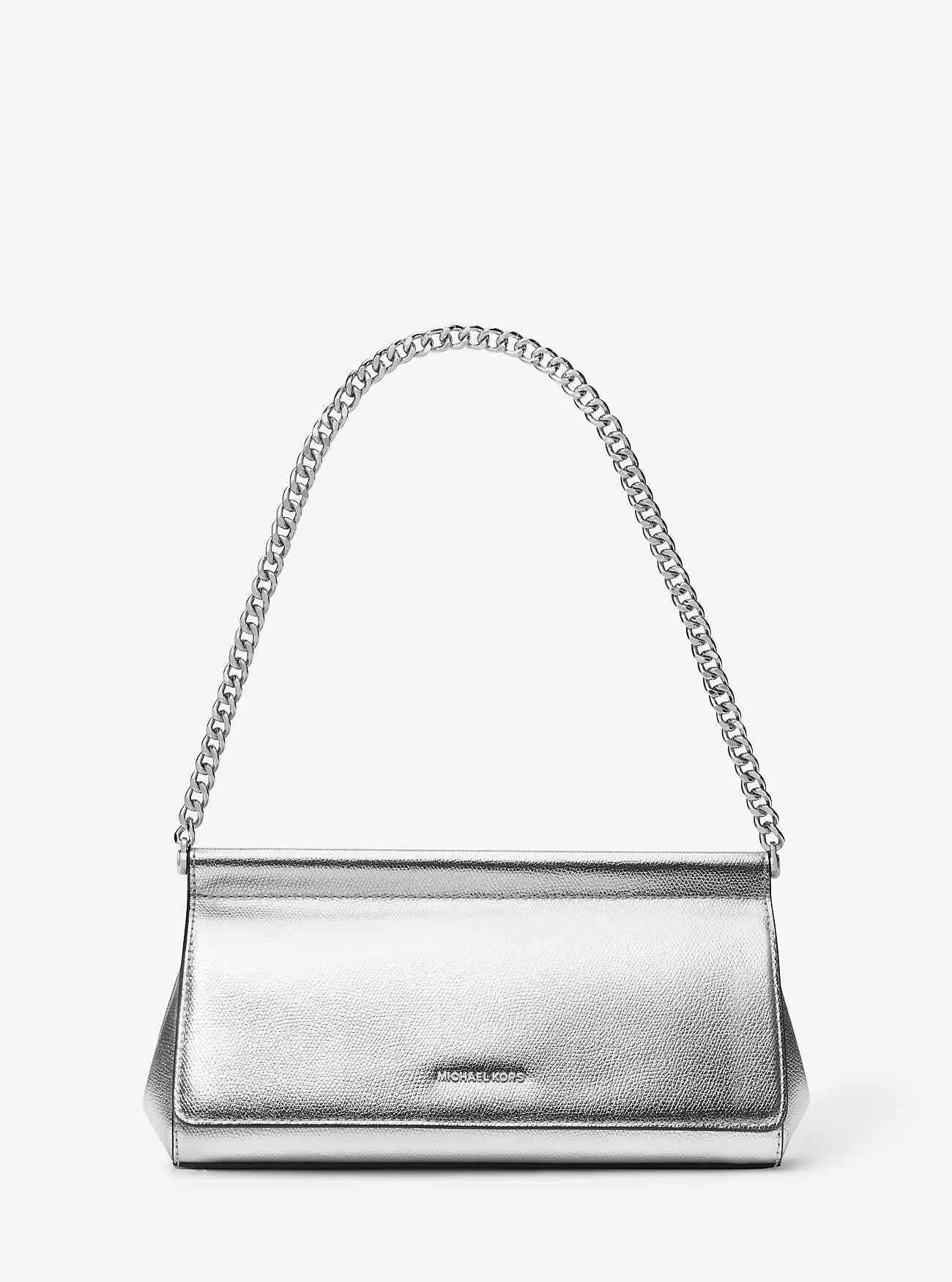Carmine Medium Metallic Pebbled Läder Pochette