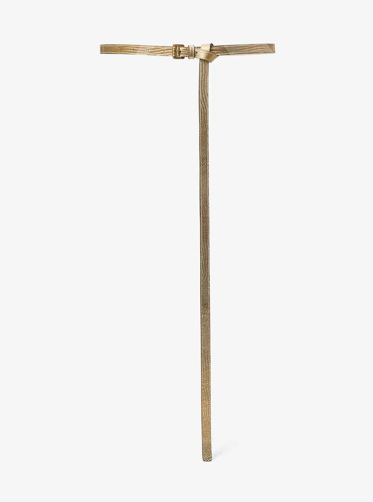 Carolyn Metallic Lizard Läderbälte med präglat läder