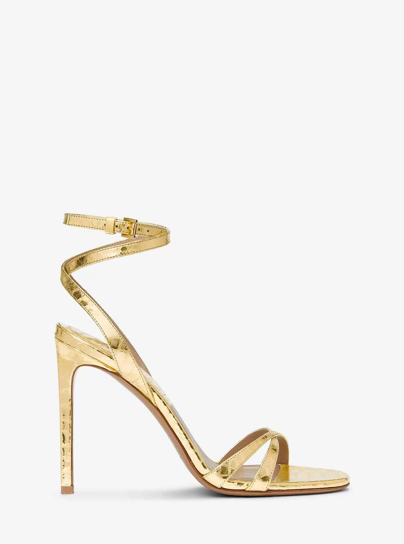 Chrissy Metallic Python-präglad lädersandal