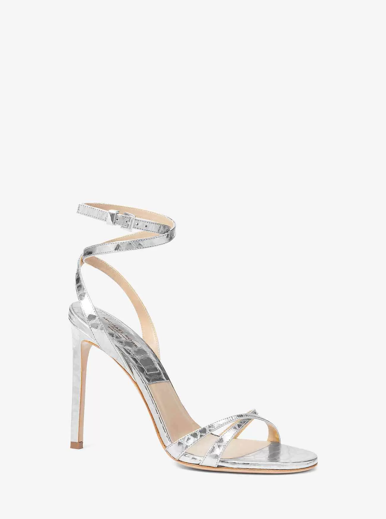 Chrissy Metallic Python-präglad lädersandal