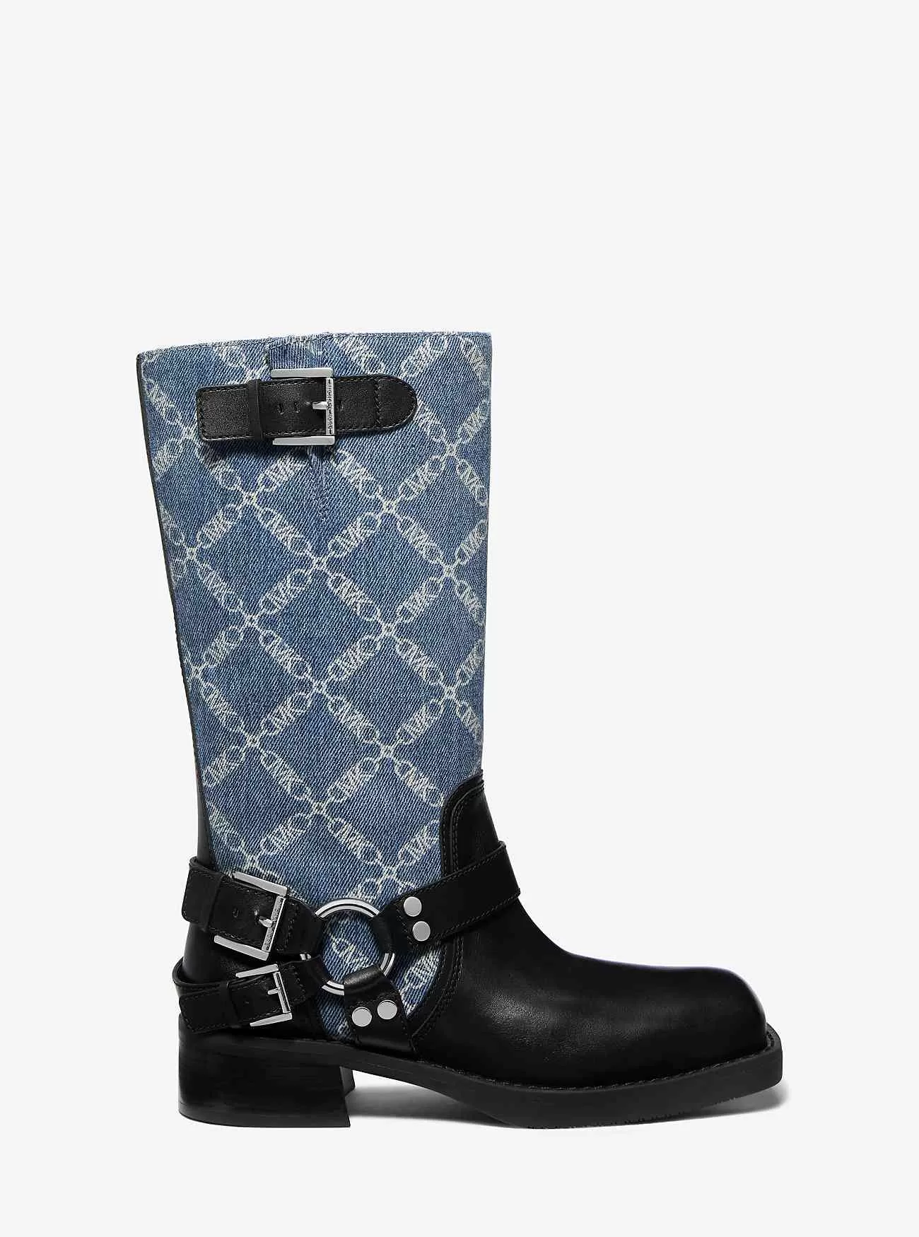 Crosby Empire Diamond Jacquard Denim Moto Boot
