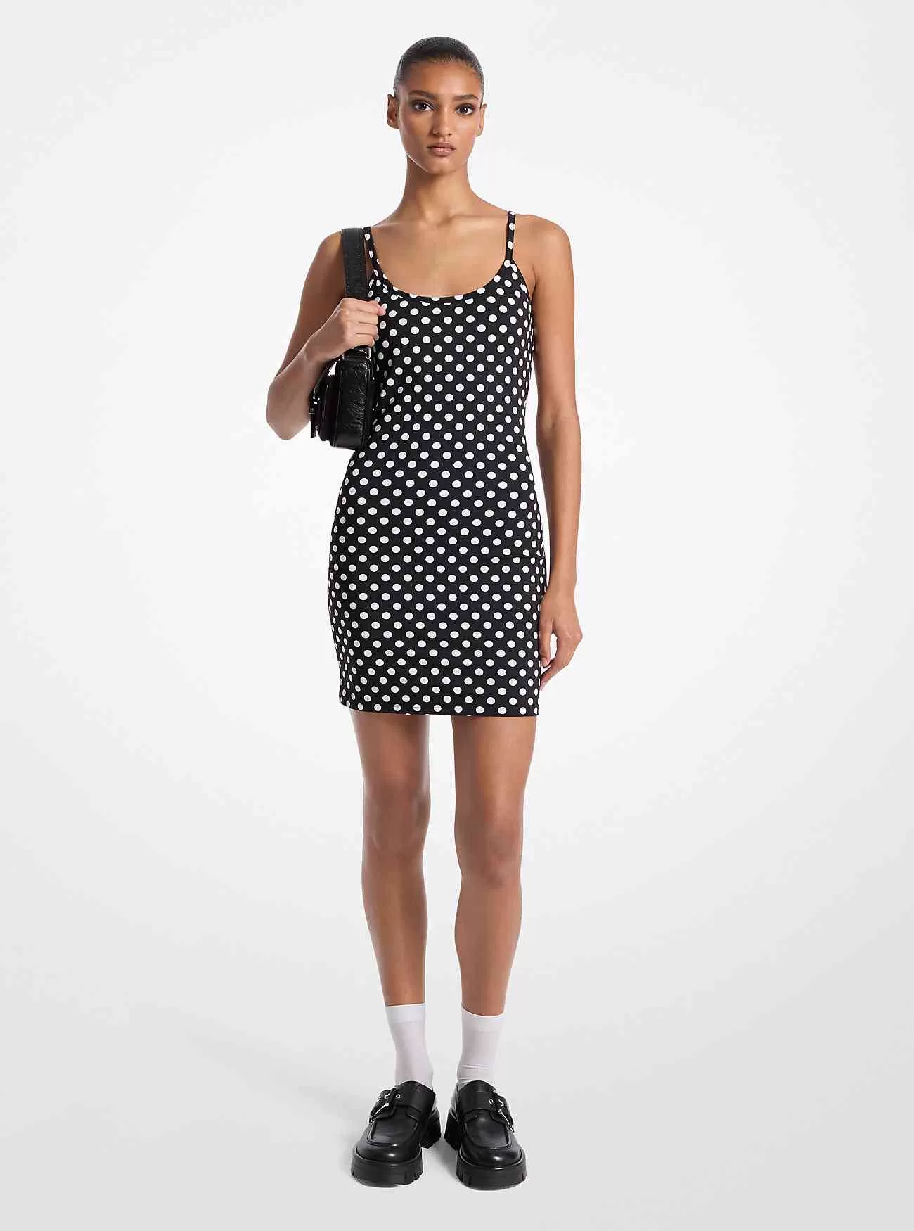 Dot Stretch Nylon Tank Klänning