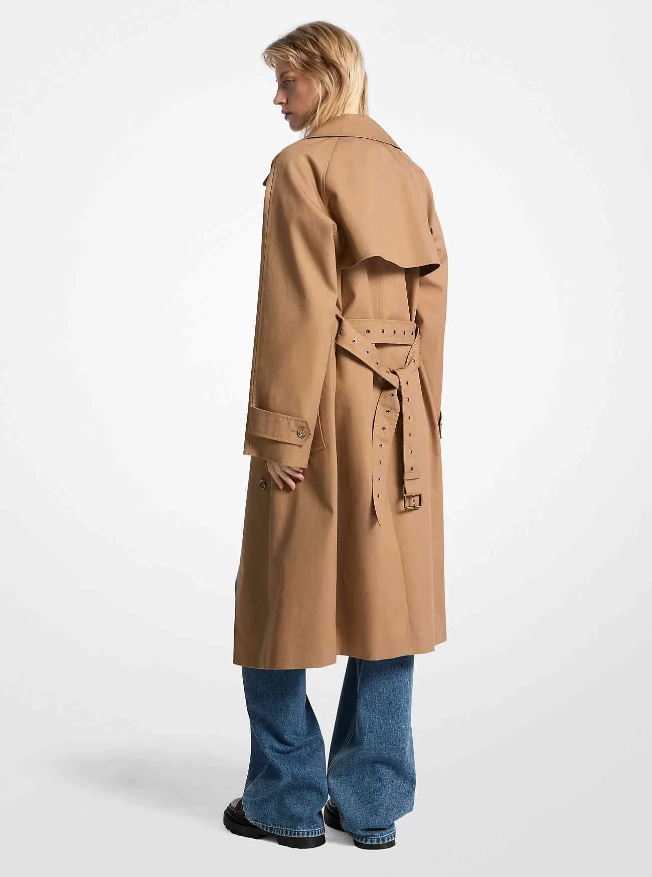 Dubbelknäppt trenchcoat i överdimensionerad bomull