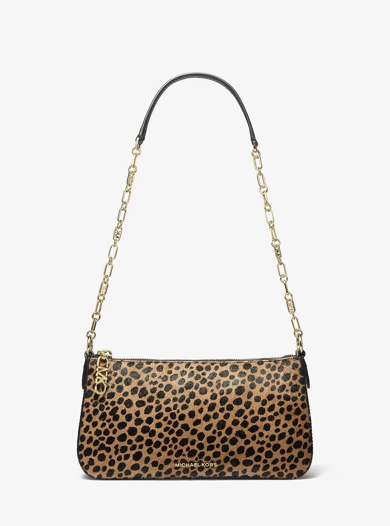 Empire Medium Cheetah Print Calf Hair Chain-Link Pochette