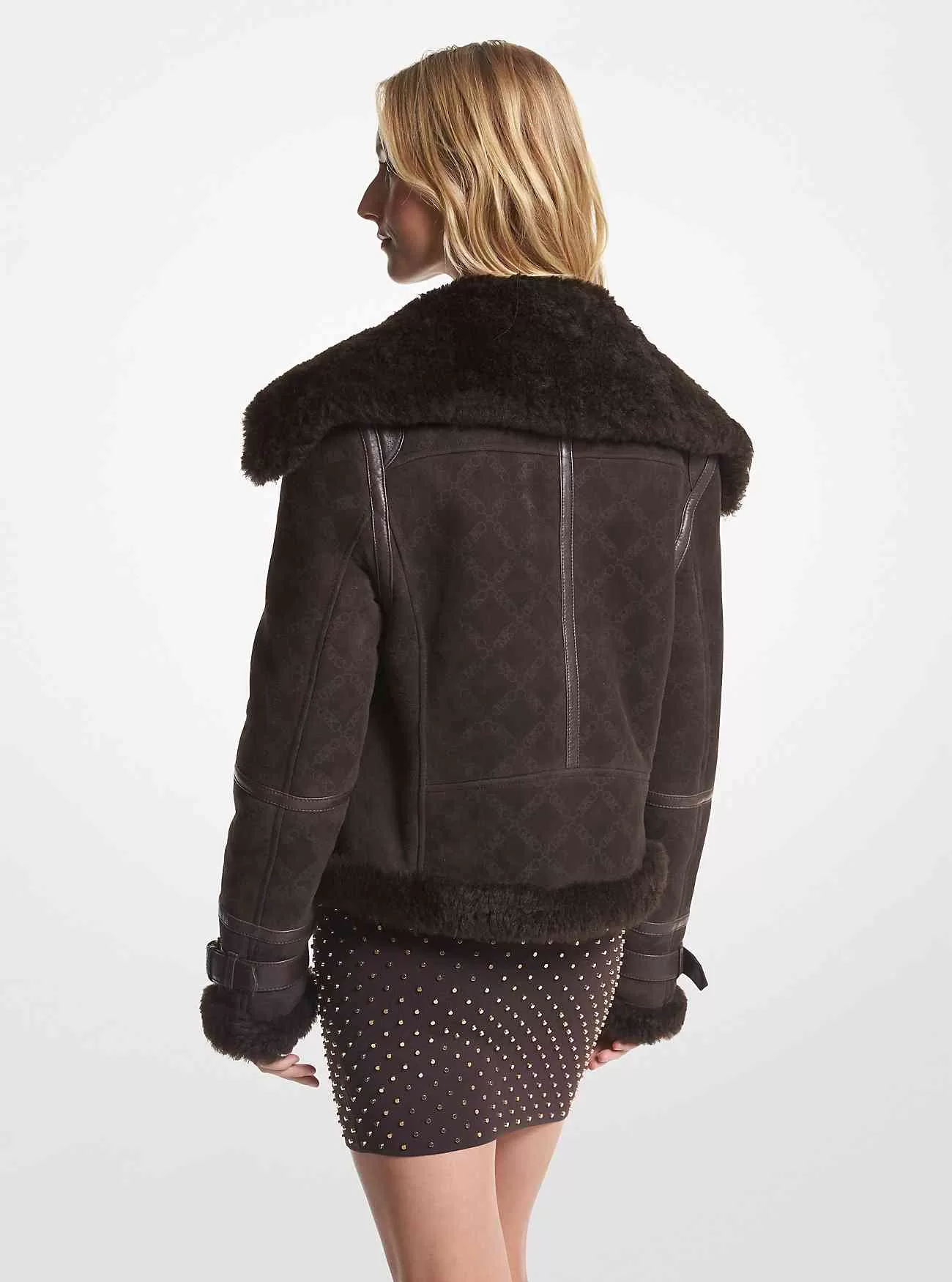 Empire logotyp präglad mocka och Shearling flygjacka