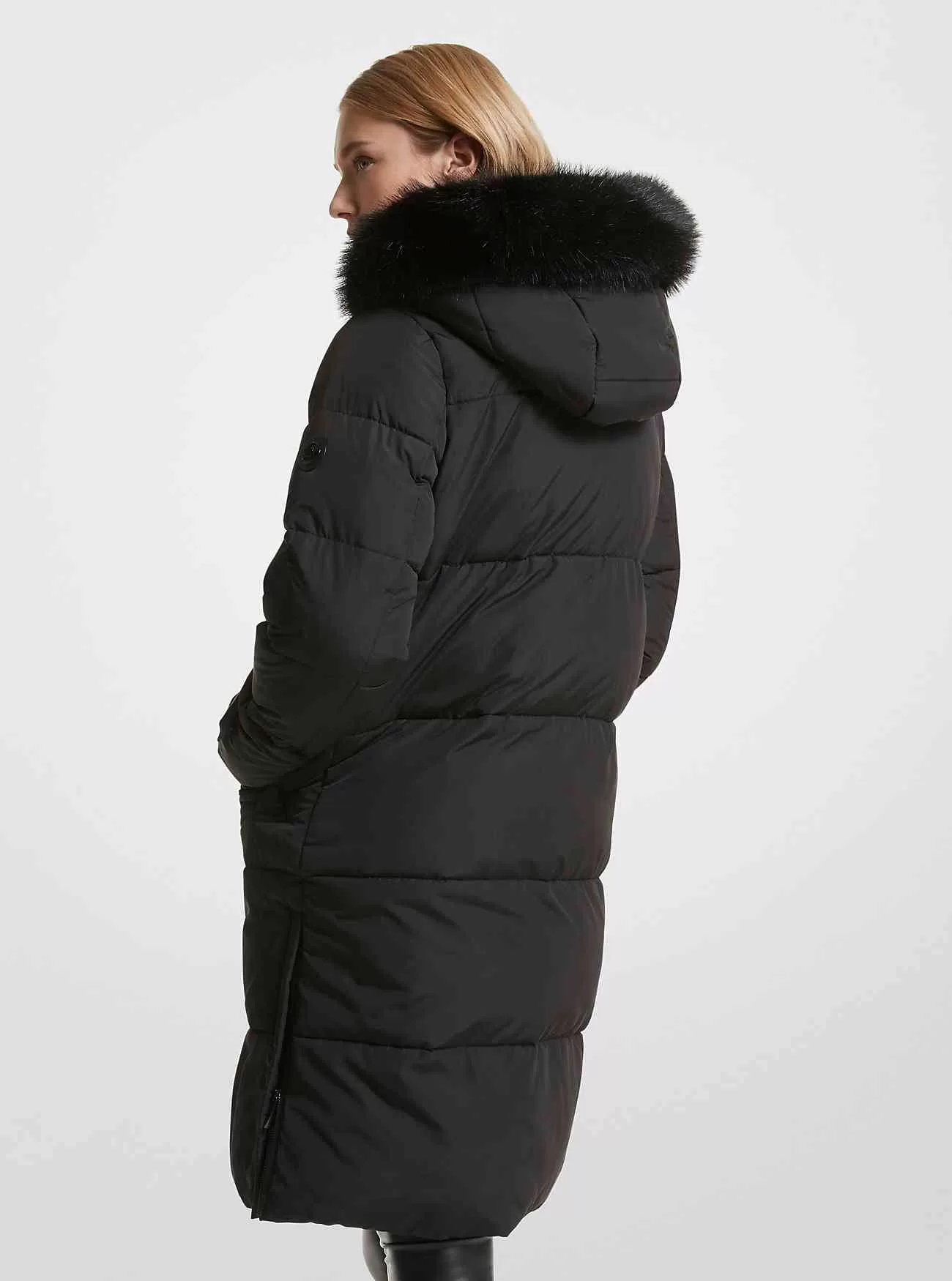 Faux Fur Trim Quilted Puffer Coat