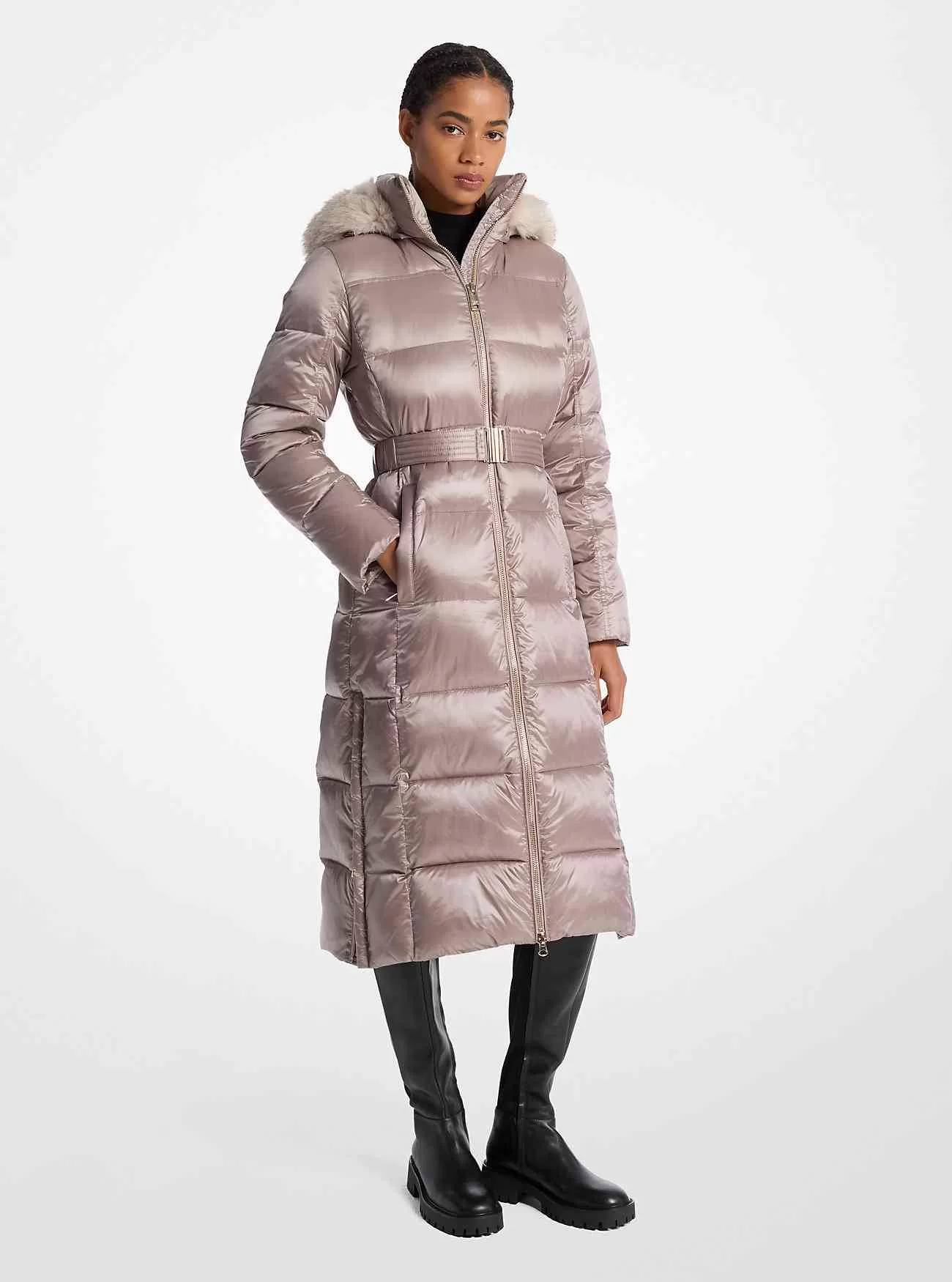 Faux Fur Trim Quilted Puffer Coat Faux Fur Trim Quilted Puffer Coat