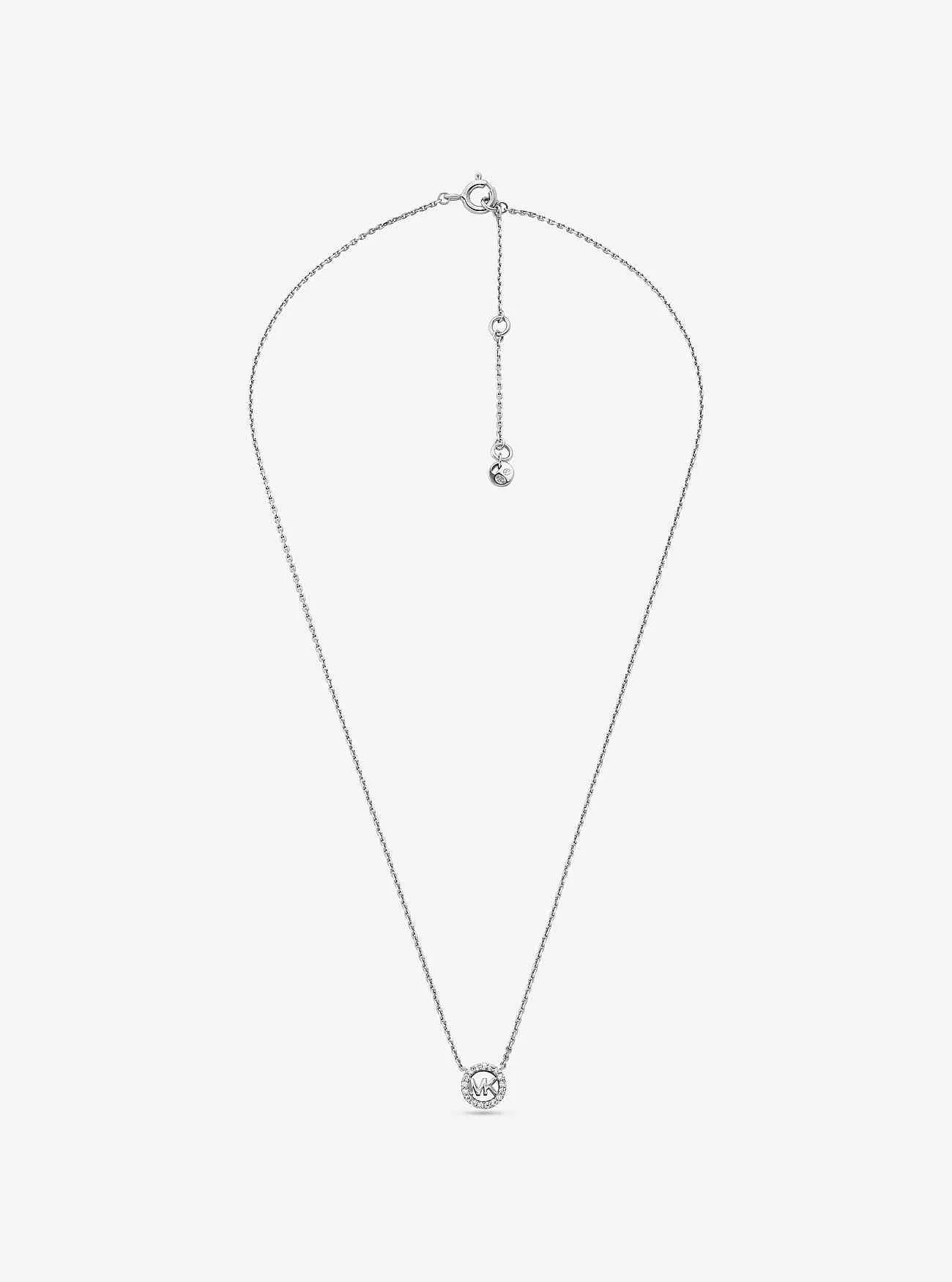 Fulton ädelmetallpläterad Sterling Silver Pavé Logotyp Charm Halsband