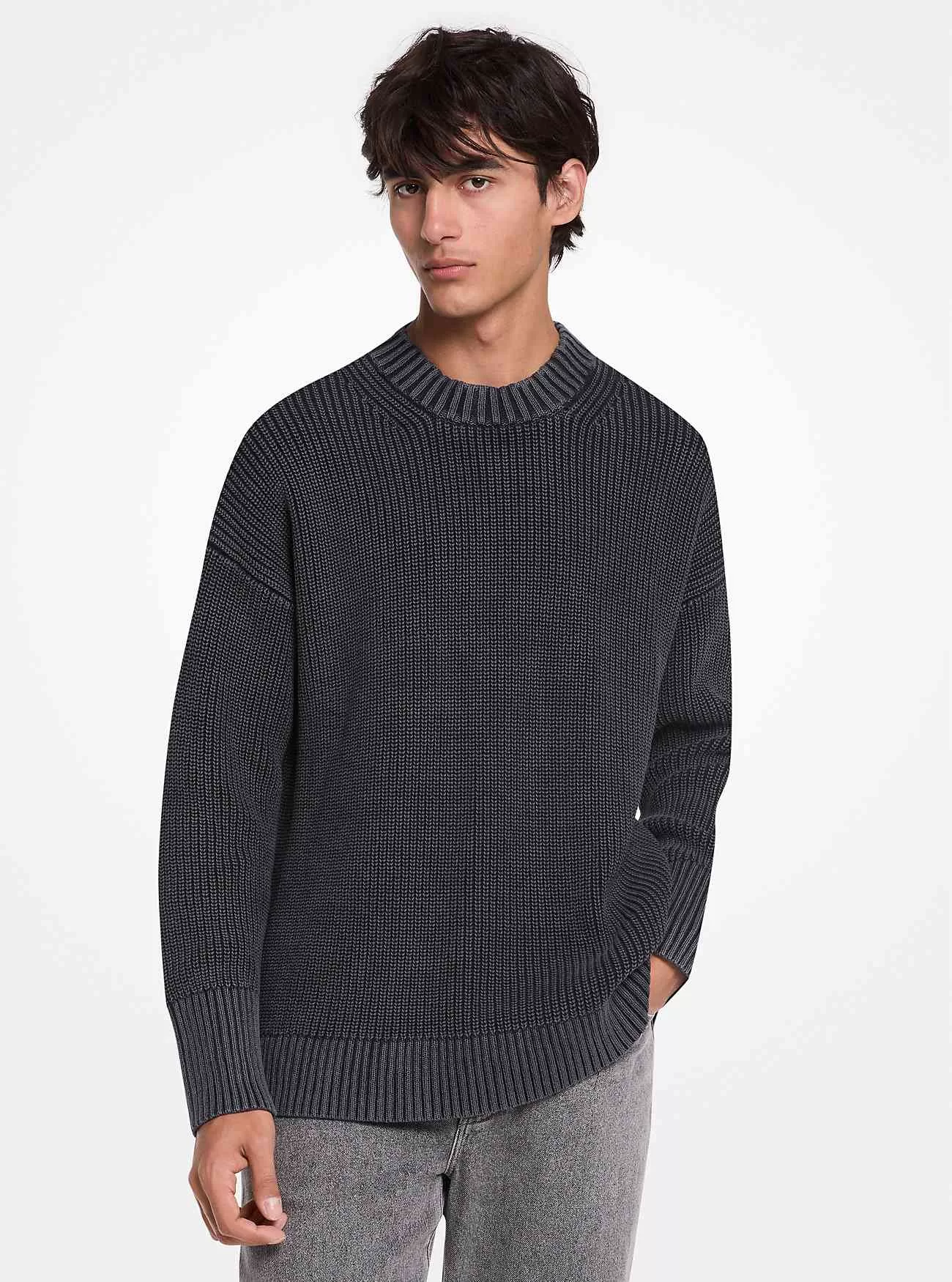 Garment-Dyed Cotton Blend Sweater