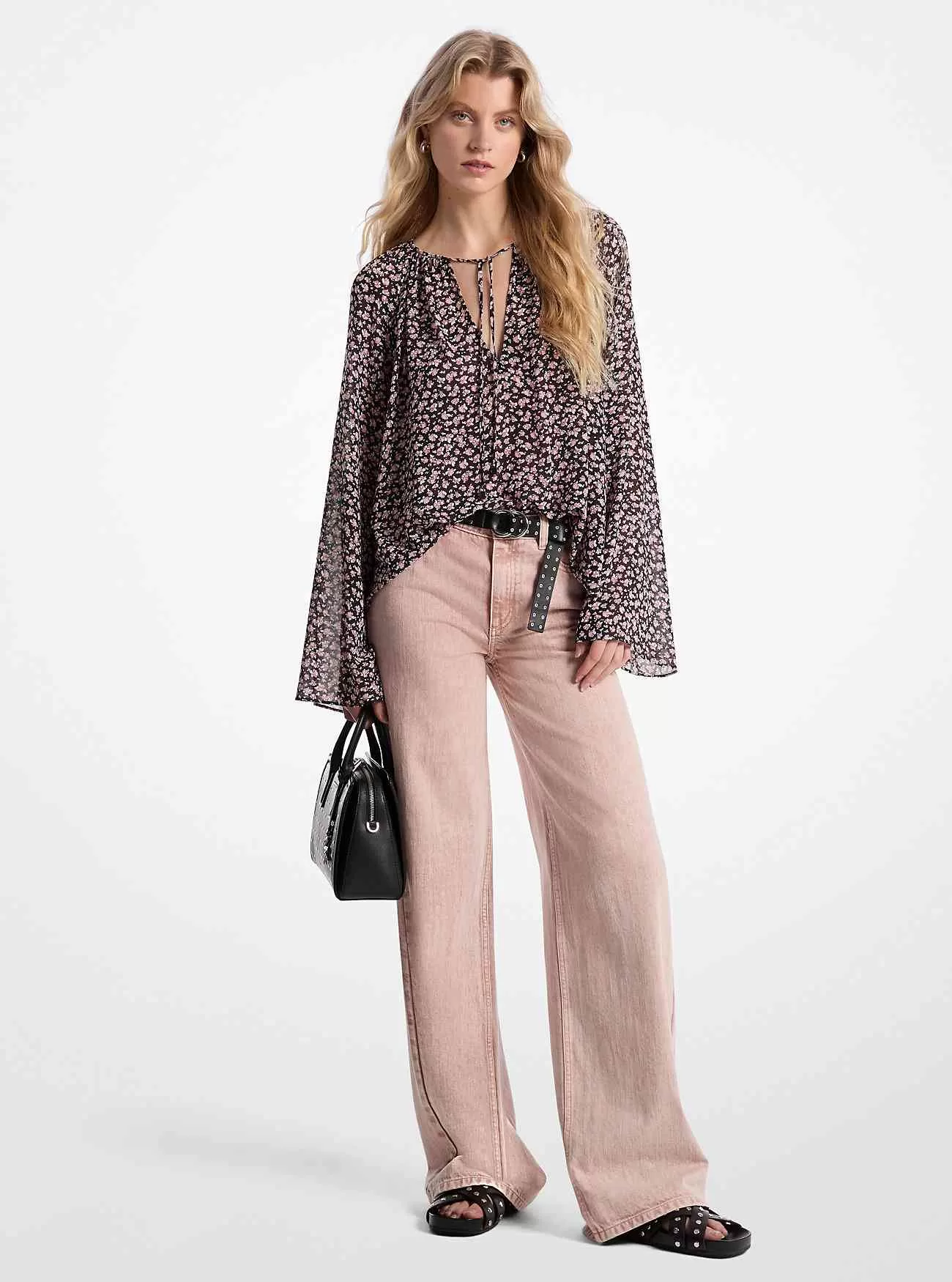 Garment-Dyed Wide Leg Jean