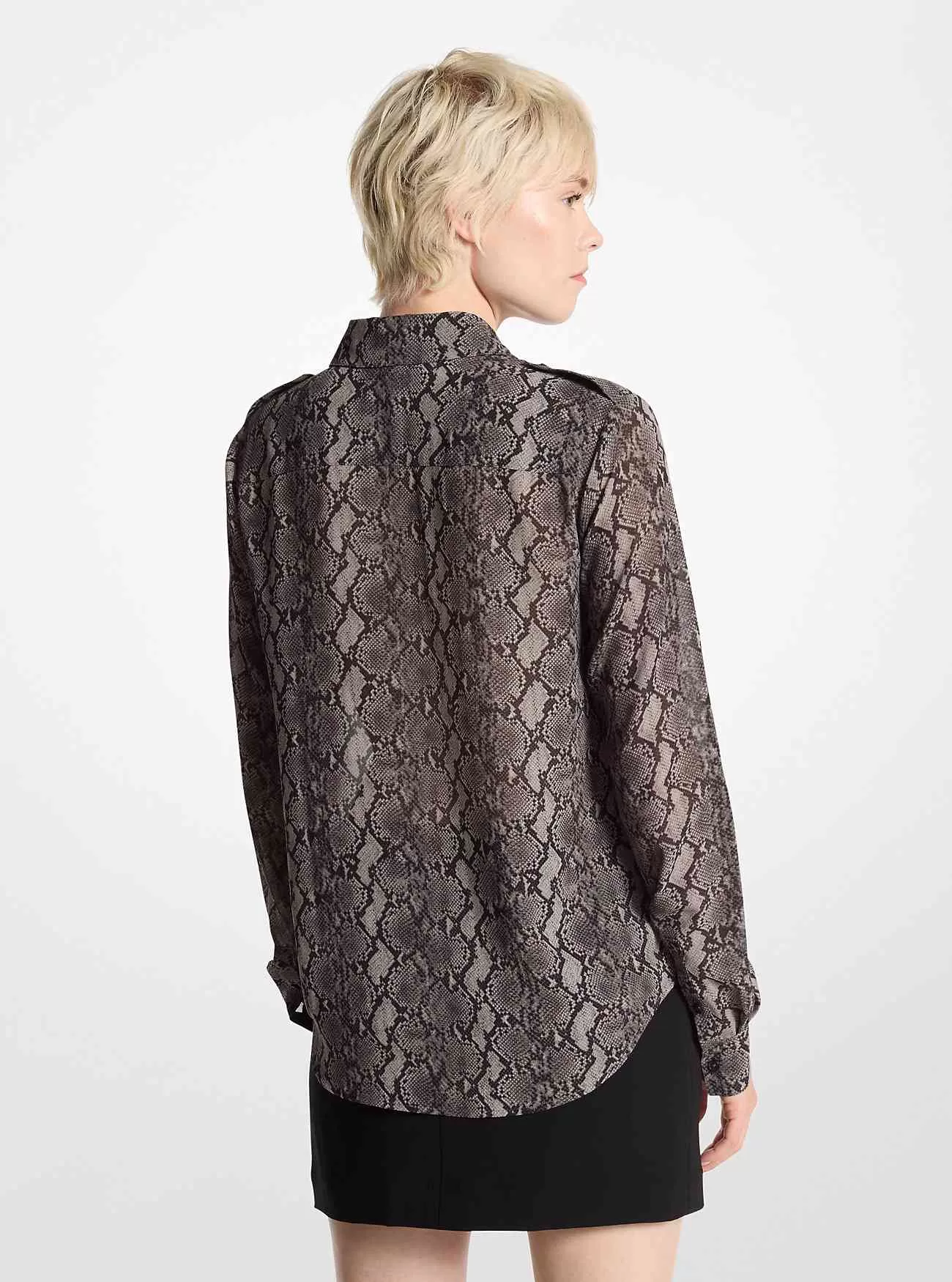 Georgette blus med ormtryck