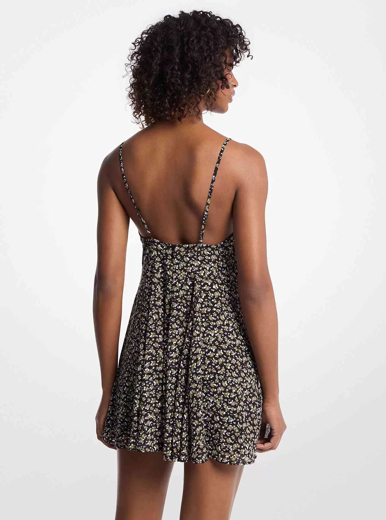 Georgette miniklänning med dubbade blommönster