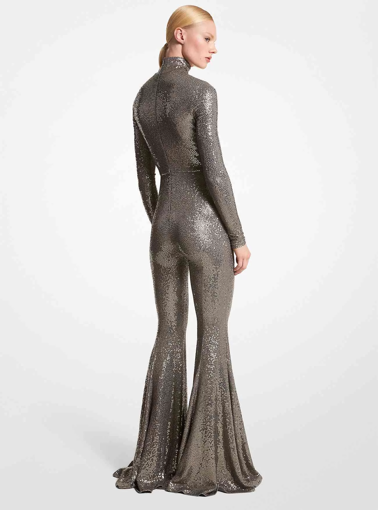 Handbroderad Sequin Stretch Jersey Flared Jumpsuit