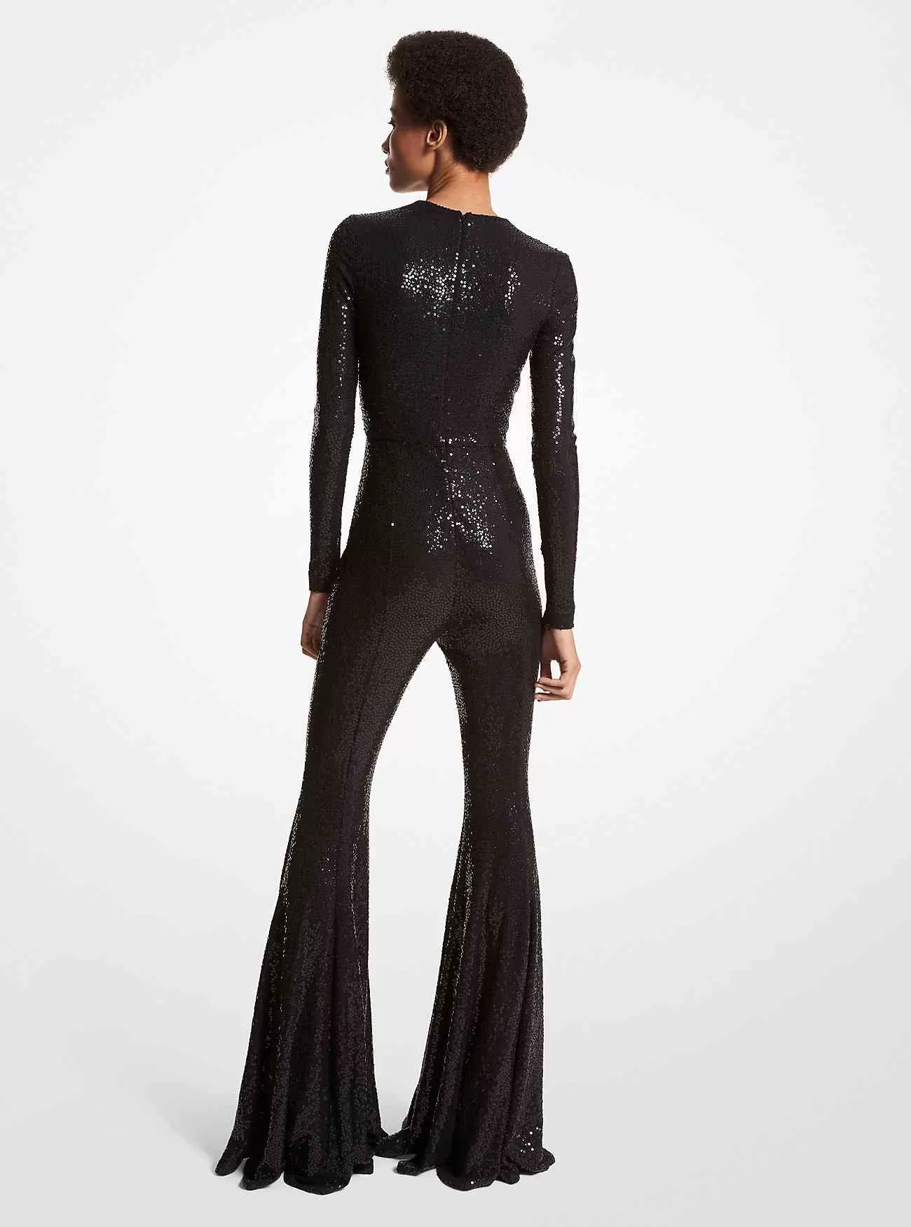 Handbroderad Sequin Stretch Jersey Flared Jumpsuit