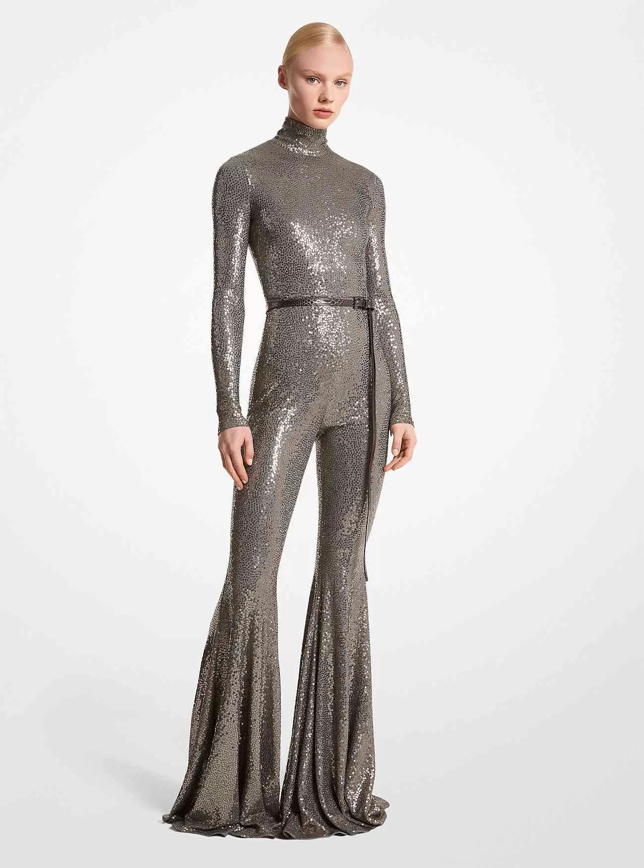 Handbroderad Sequin Stretch Jersey Flared Jumpsuit