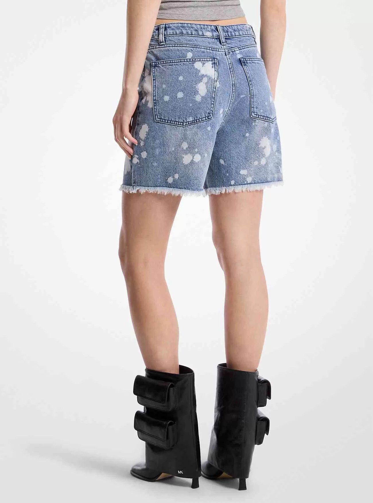 Handstänkta Bleach Denim Boyfriend Shorts