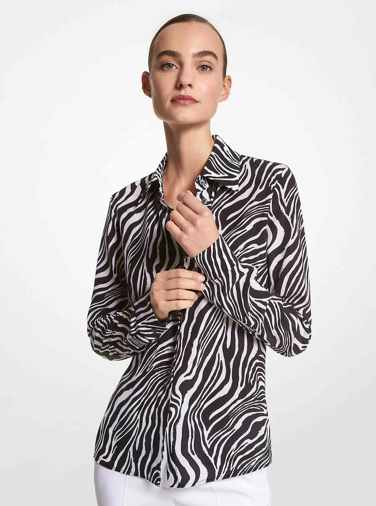 Hansen Zebra Silk Crepe De Chine skjorta