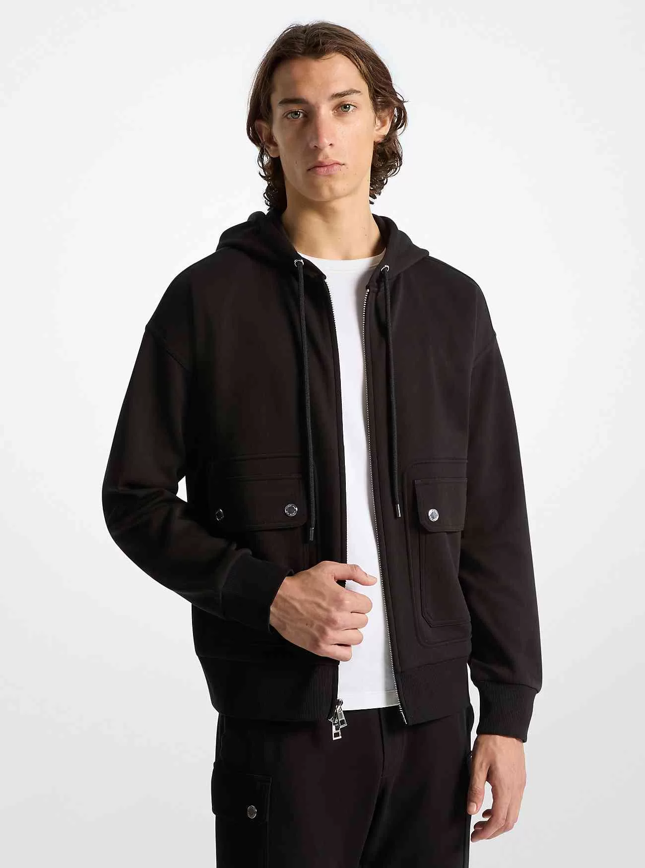 Hoodie med dragkedja i bomullsblandning Hoodie med dragkedja i bomullsblandning