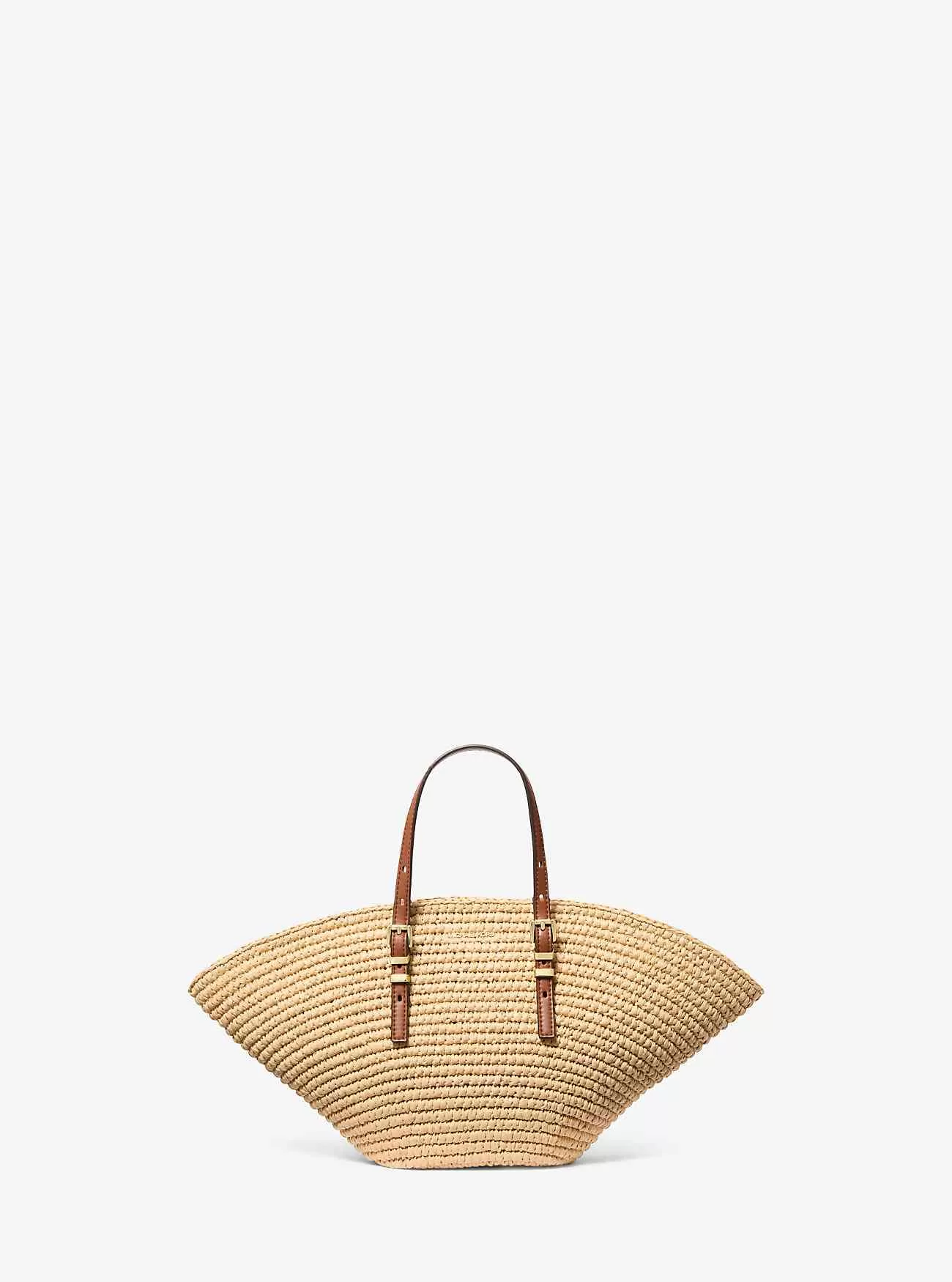 Isa liten handvirkad tygväska med halm