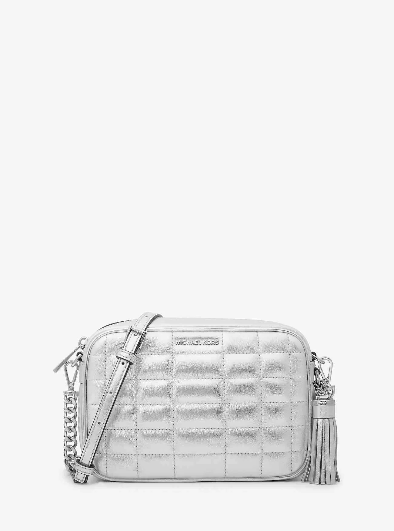 Jet Set Medium Quiltad Crossbody-väska i metalliskt läder