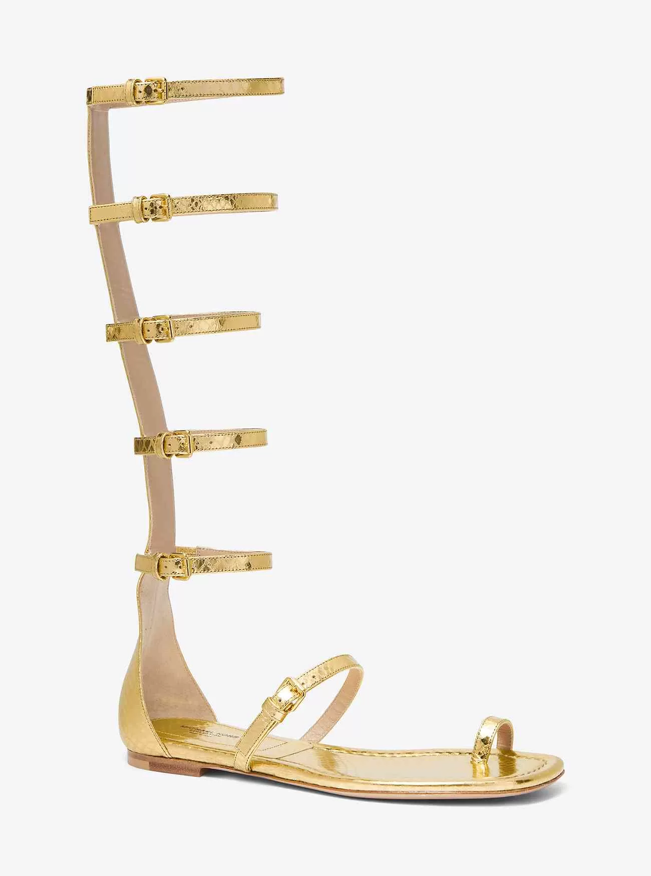 Juliette Metallic Python-präglat läder Gladiator Sandal