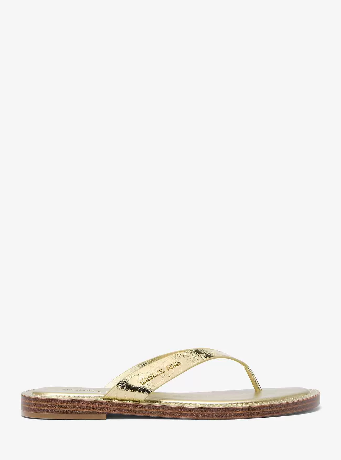 Koko Metallic Crackled Leather Flip Flop