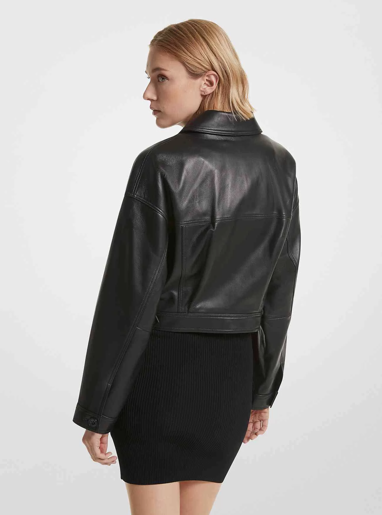 Läder Cropped Jacka