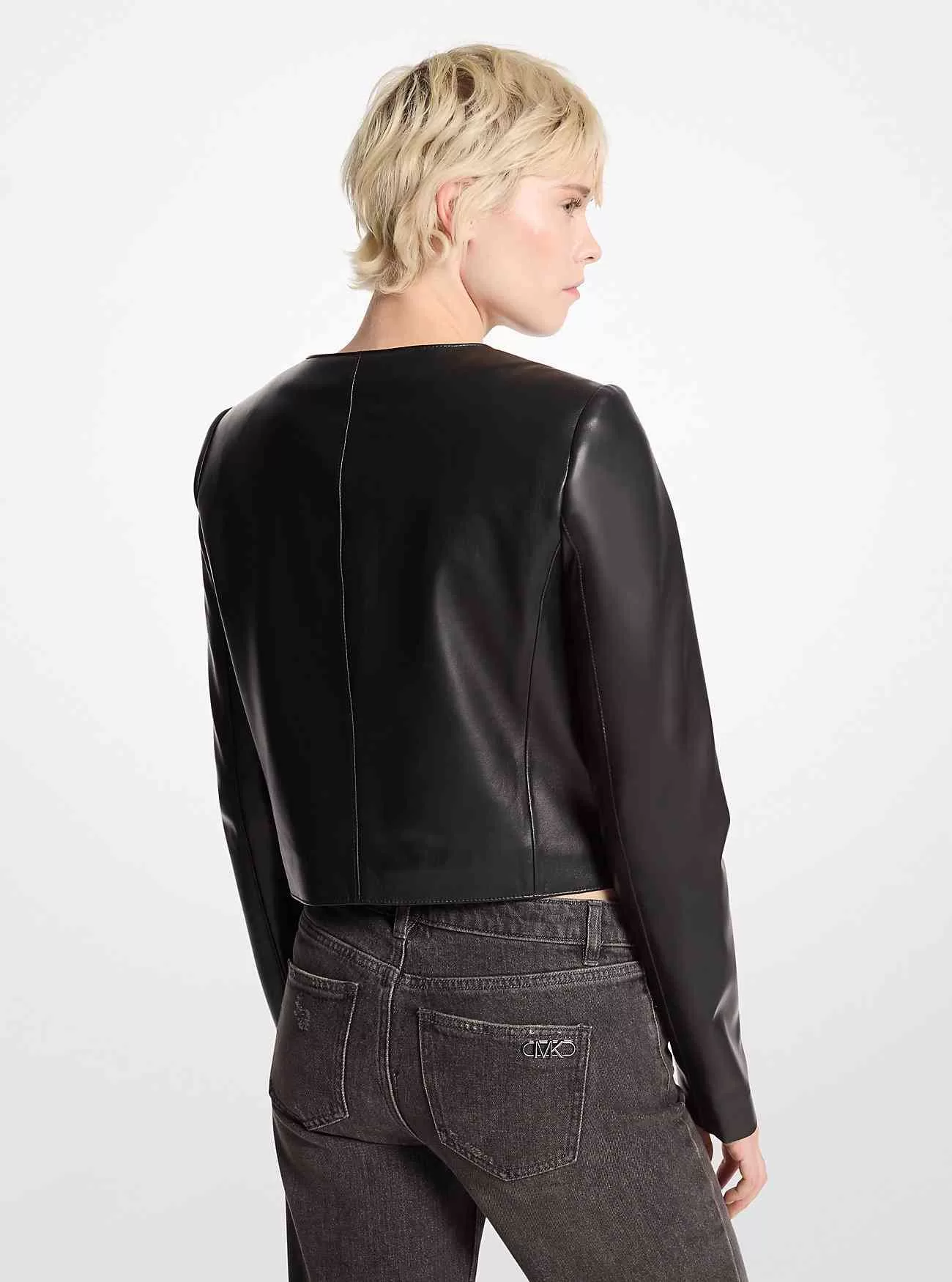 Läder Cropped Jacka