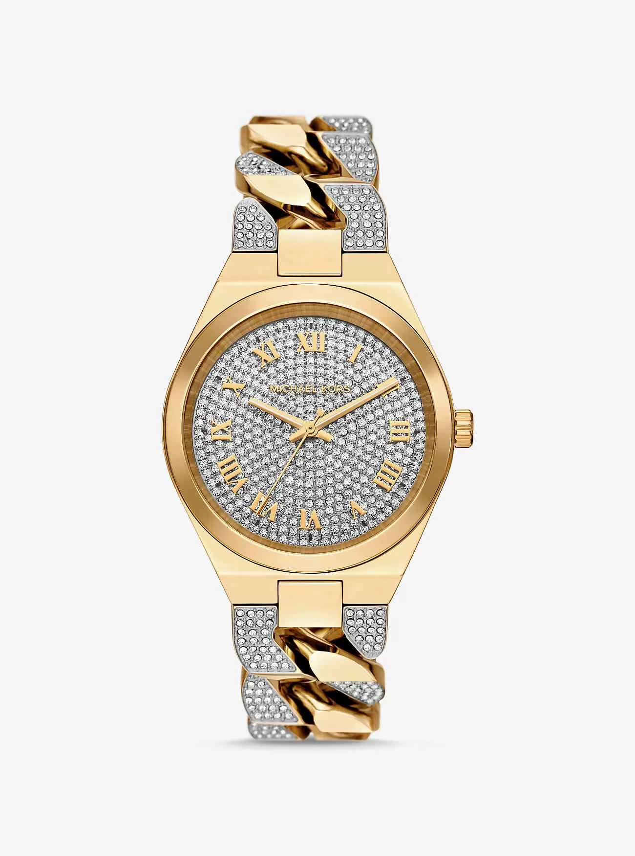 Lennox Pavé Gold-Tone Curb-Link Watch