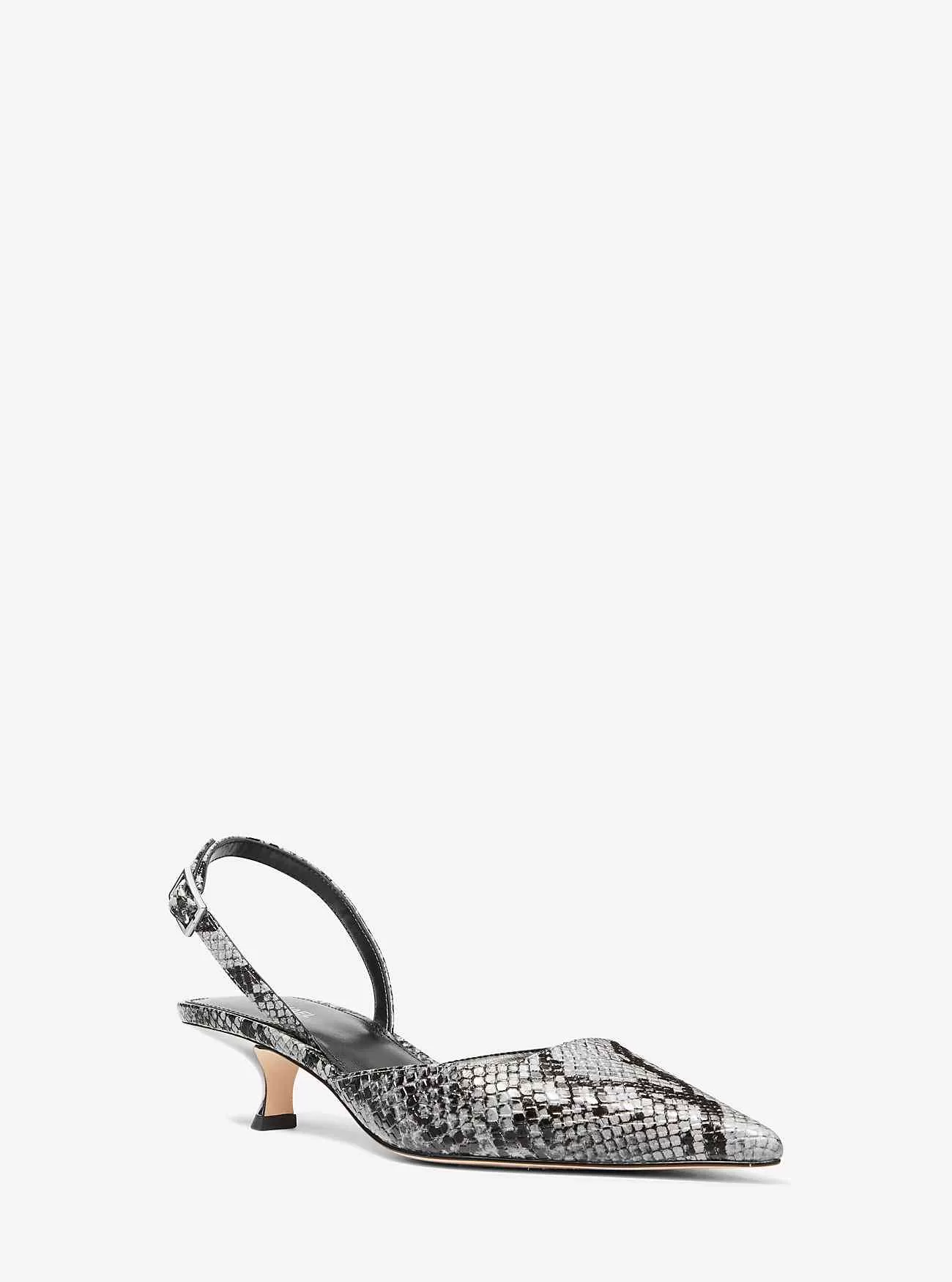 Luna Snake Relief Läder Slingback Kitten Pump
