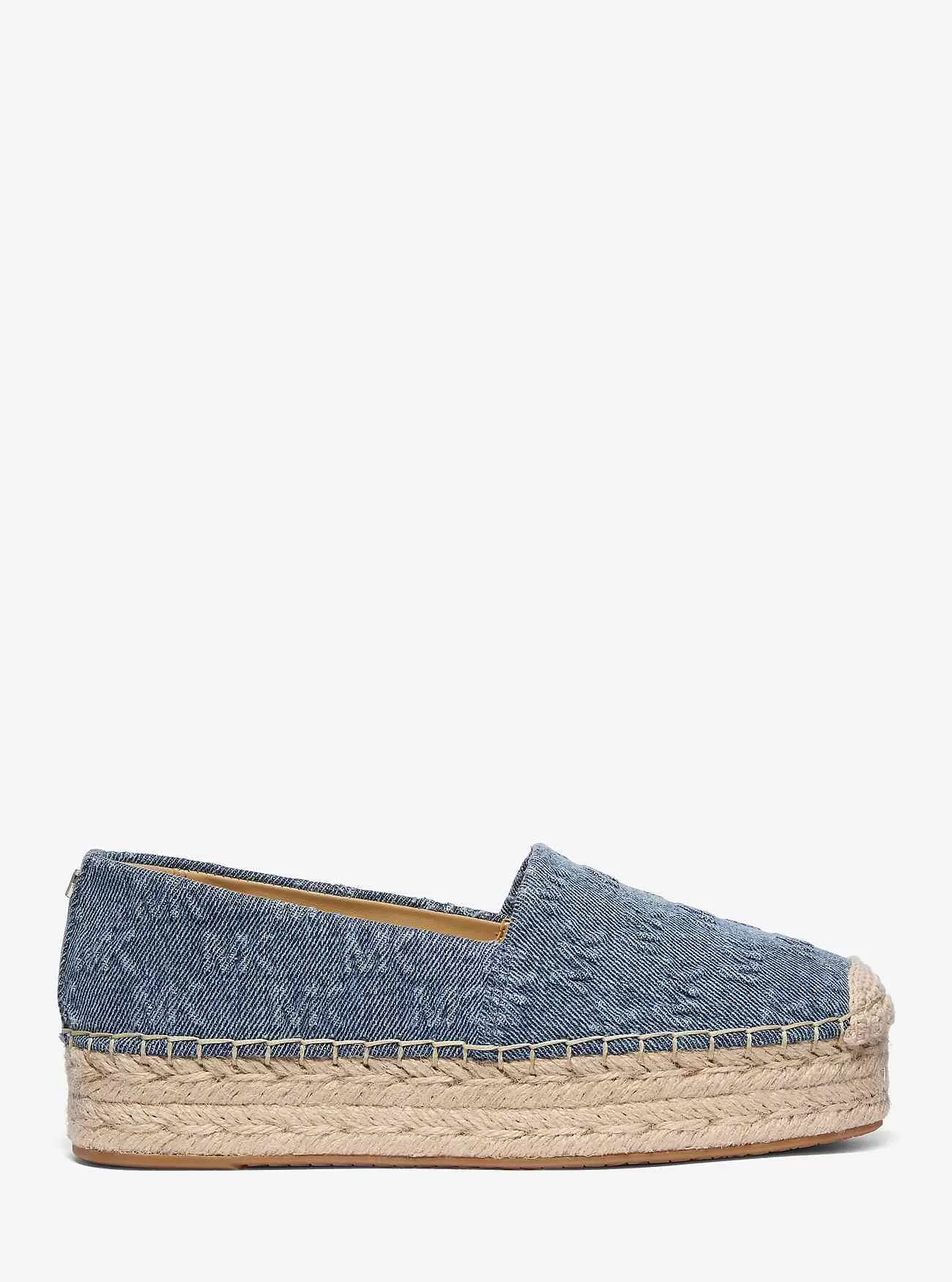 Lynn Logo Embossed Denim Platform Espadrille