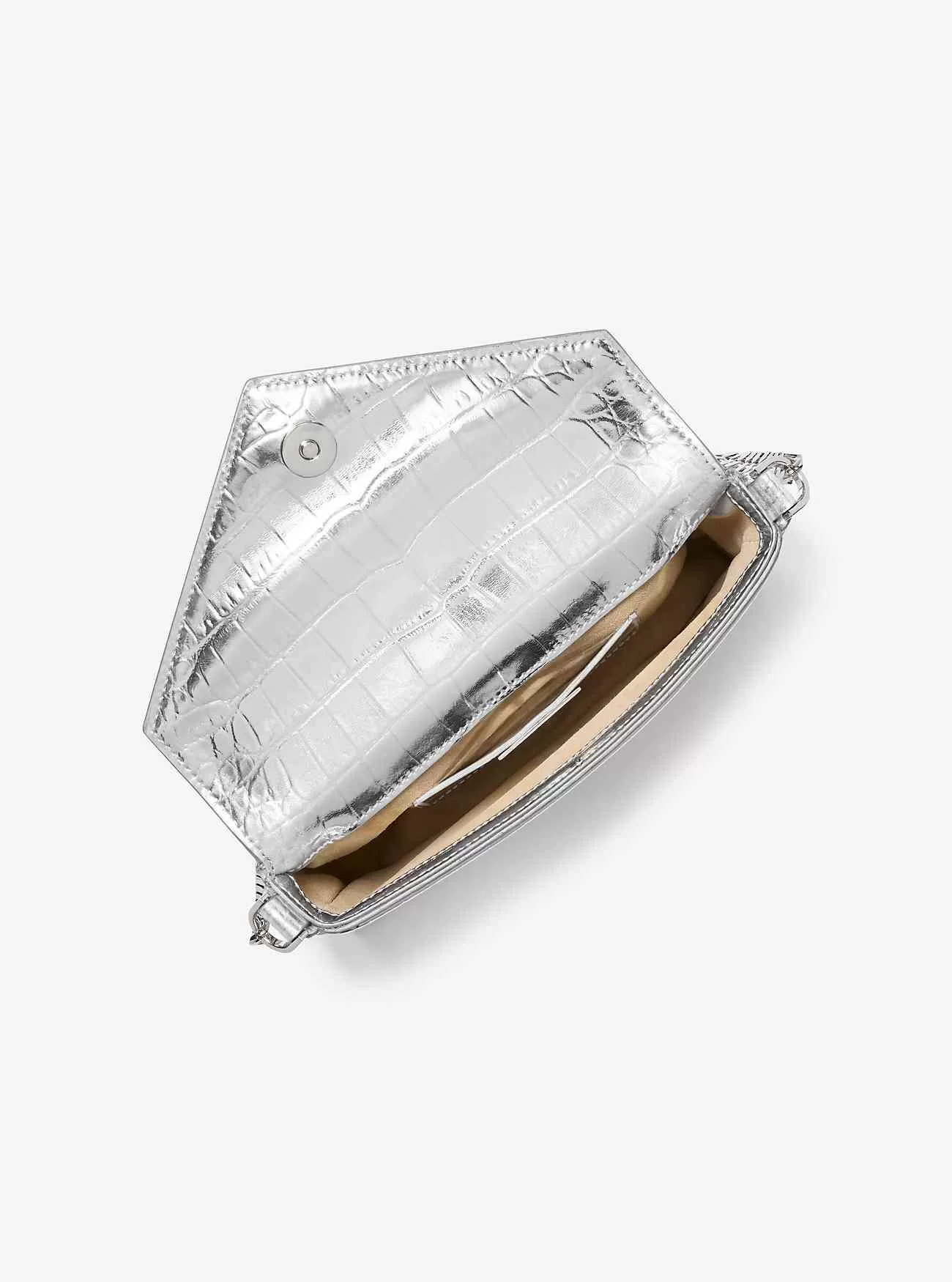 Manhatta Metallic Crocodile Relief Läder Axelväska