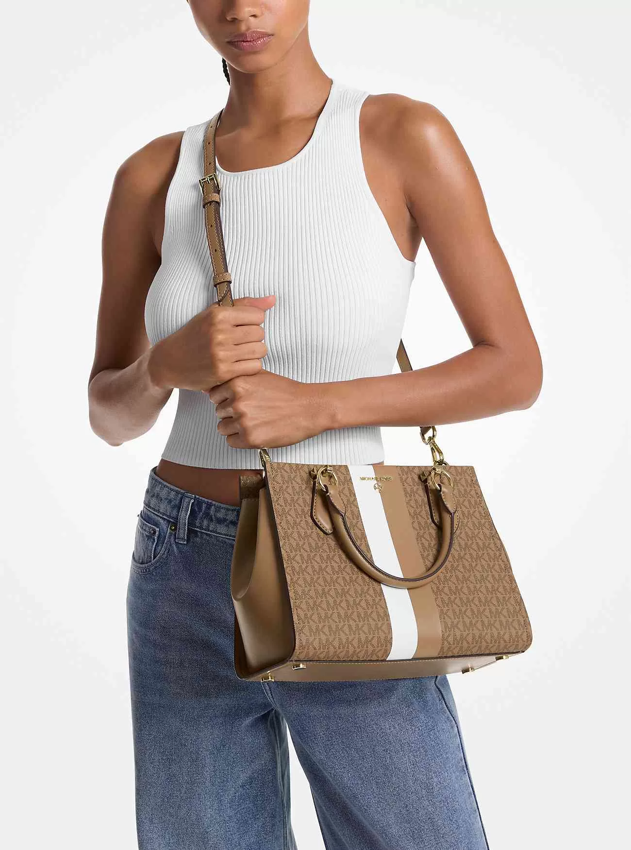 Marilyn Medium Logo Stripe Satchel Marilyn Medium Logo Stripe Satchel