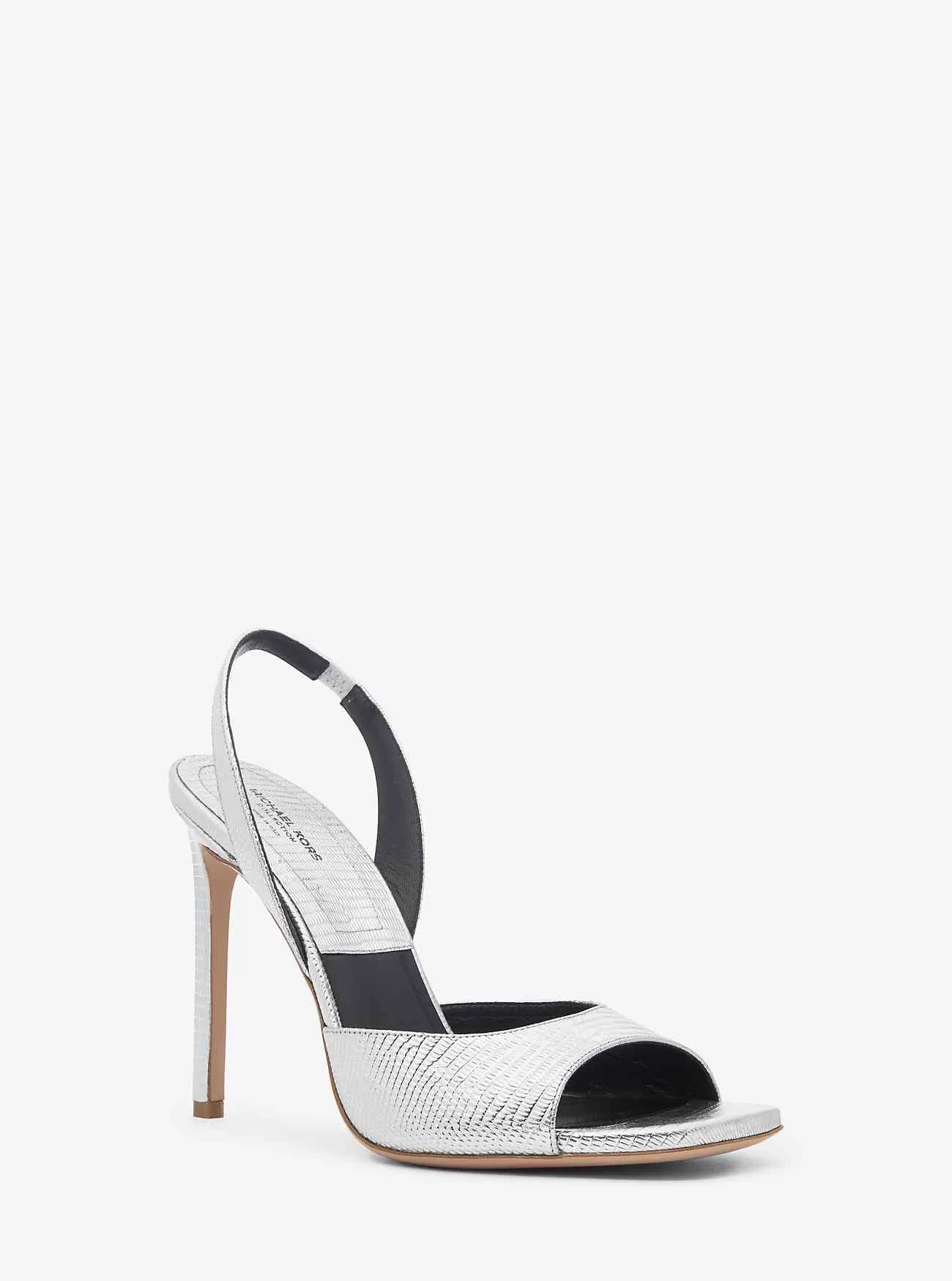 Marisa Metallic Lizard Lädersandal med prägling